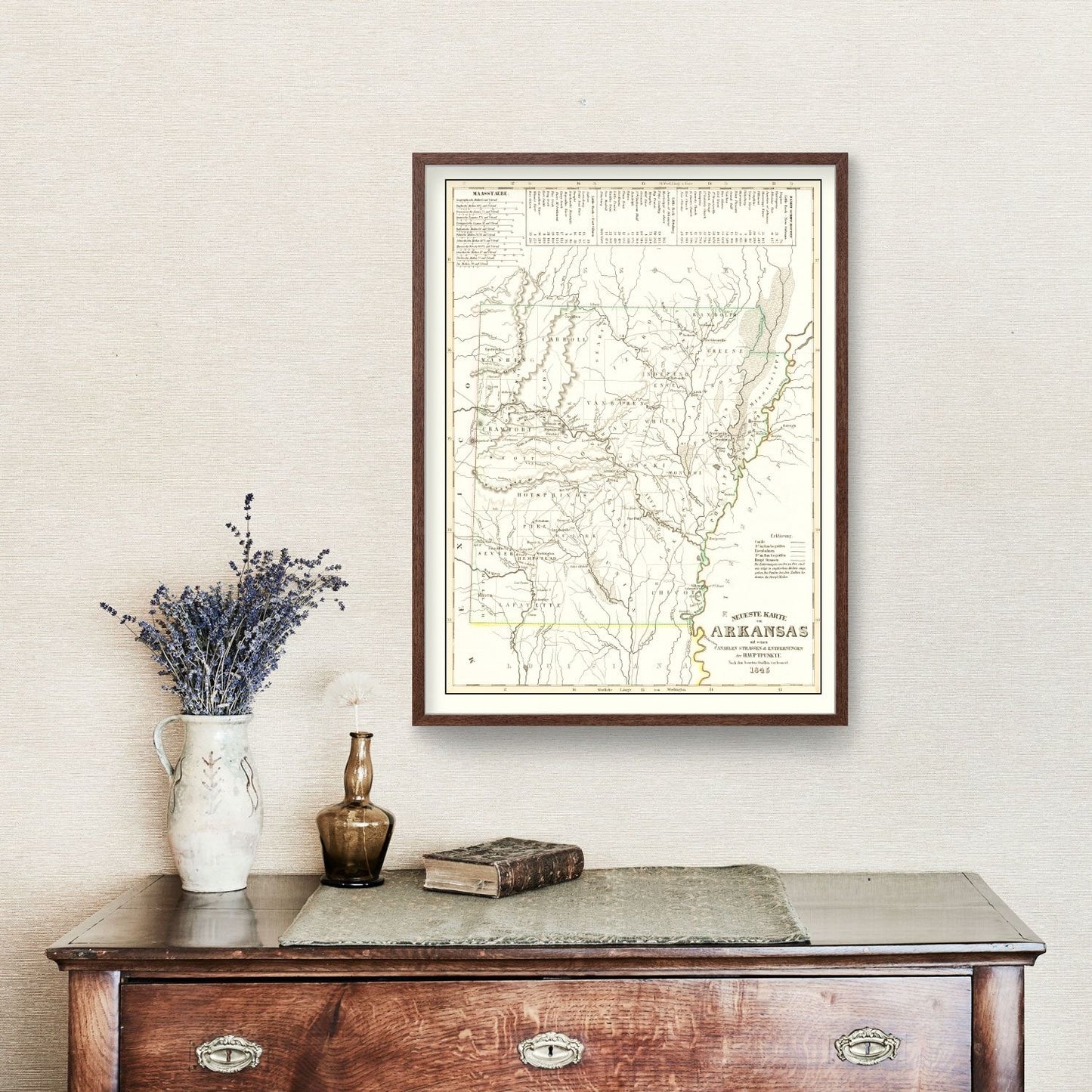 Vintage Map of Arkansas 1845