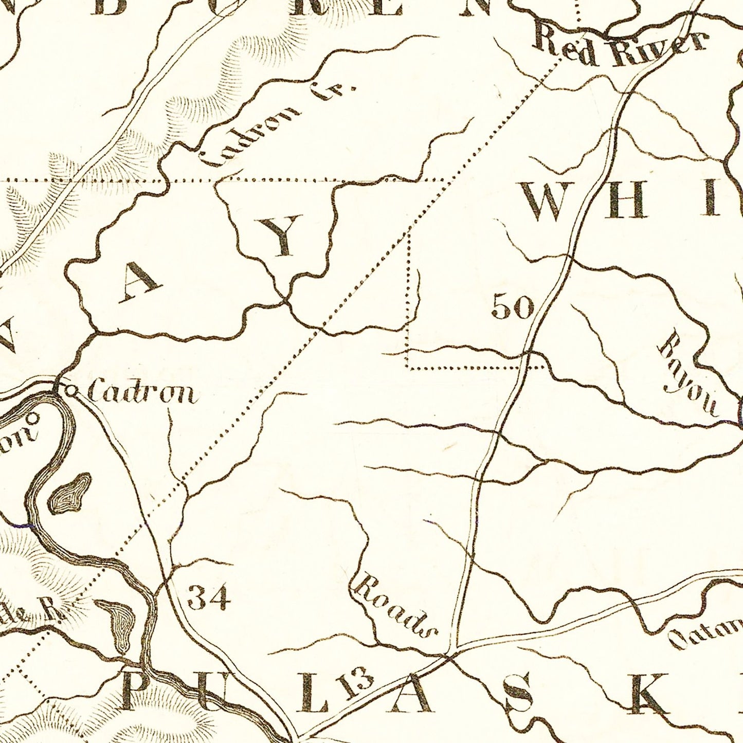 Vintage Map of Arkansas 1845