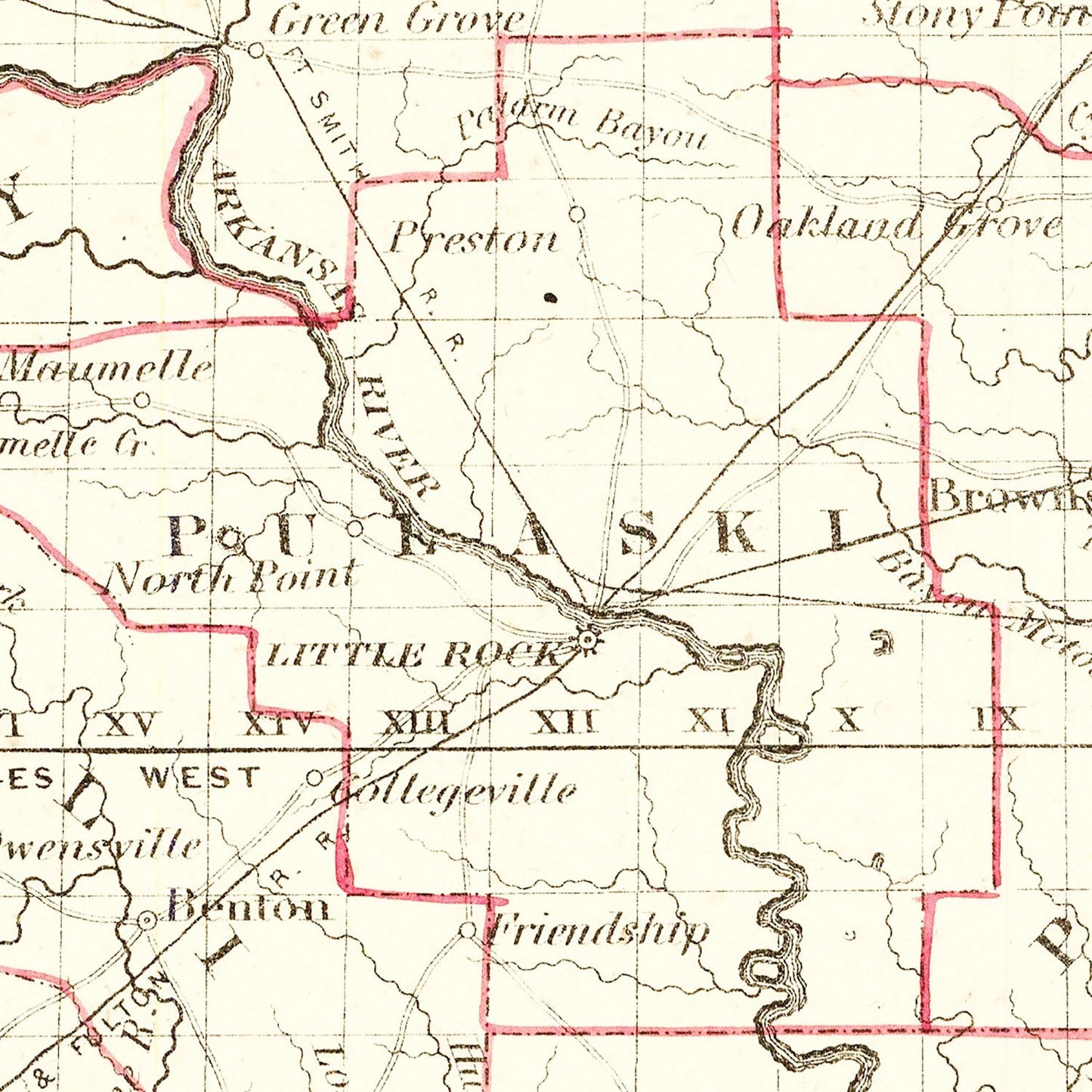 Vintage Map of Arkansas 1855