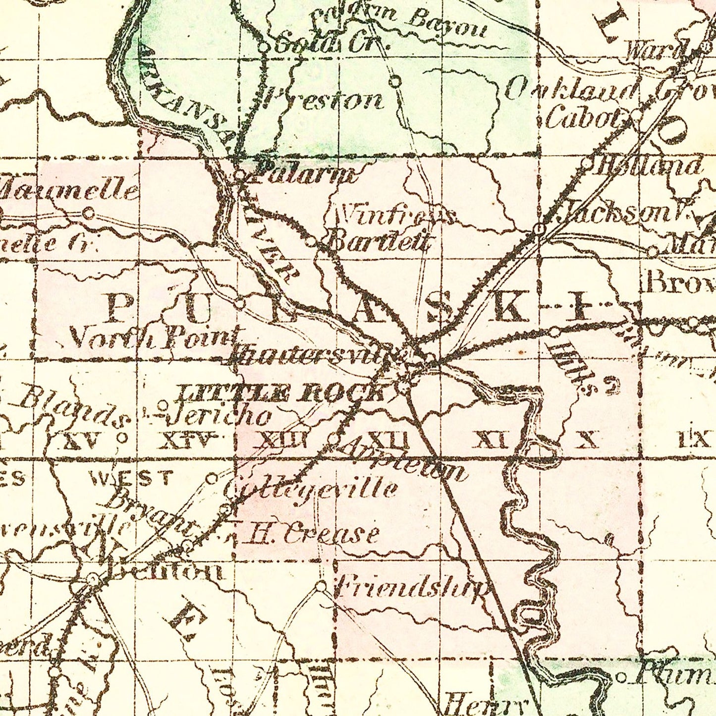 Vintage Map of Arkansas 1876