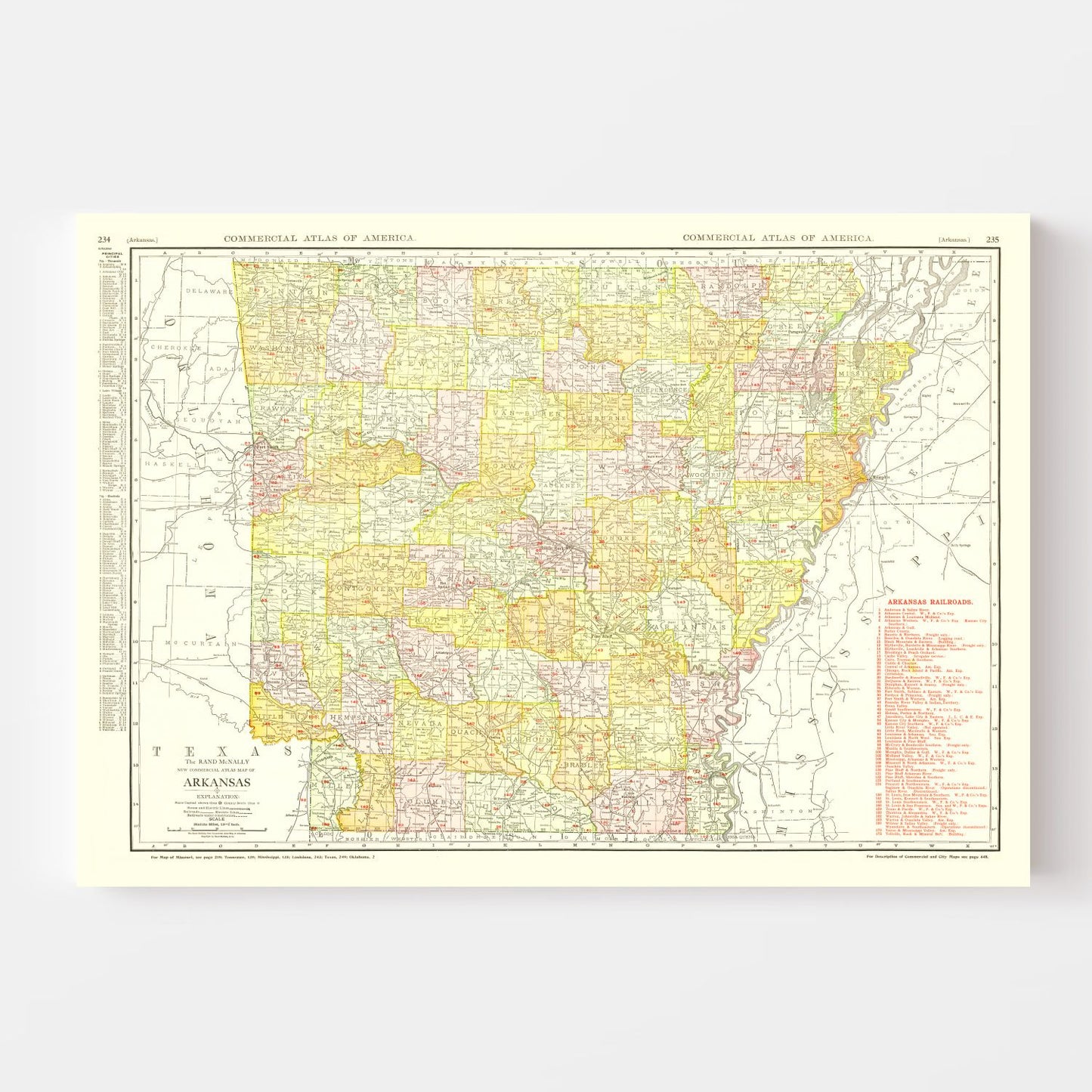 Vintage Map of Arkansas 1917