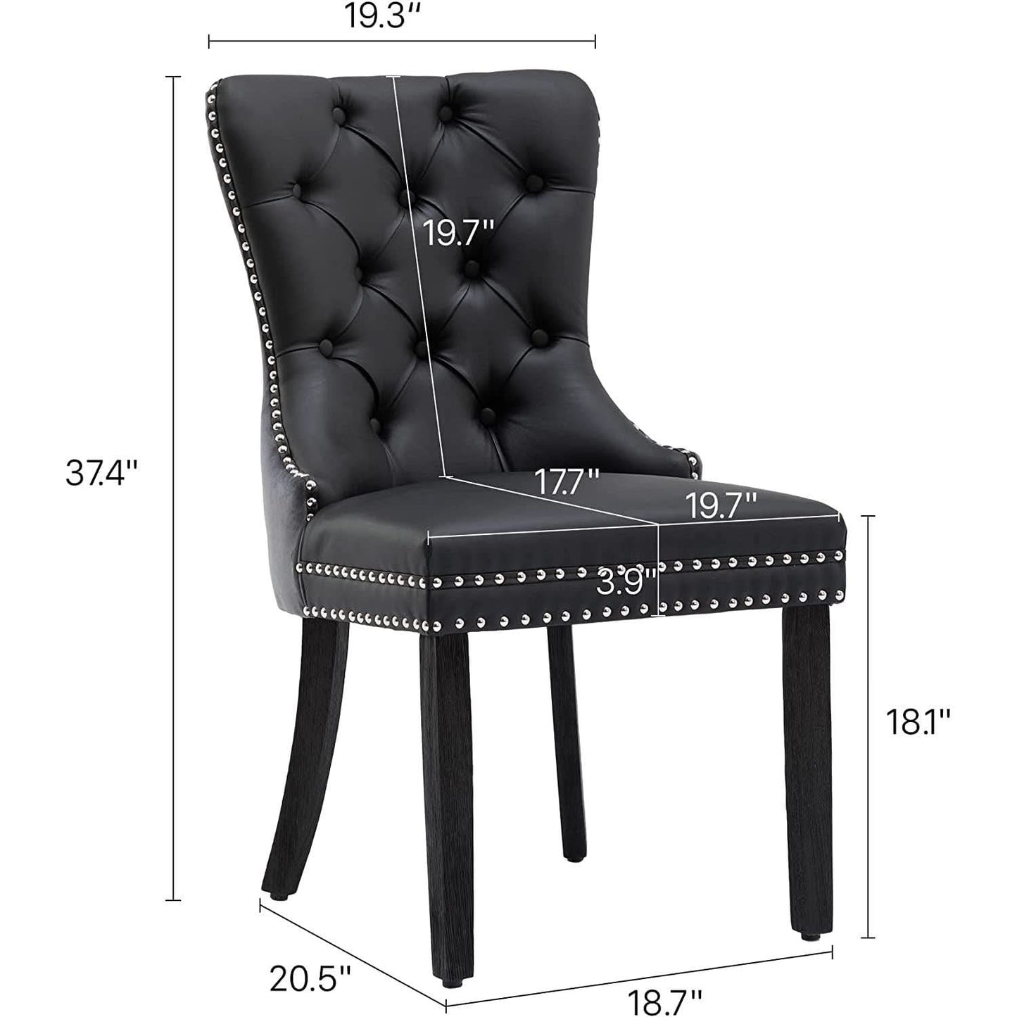Velvet Dining Chairs Set Of 6 Black And Dark Grey Nailhead Trim