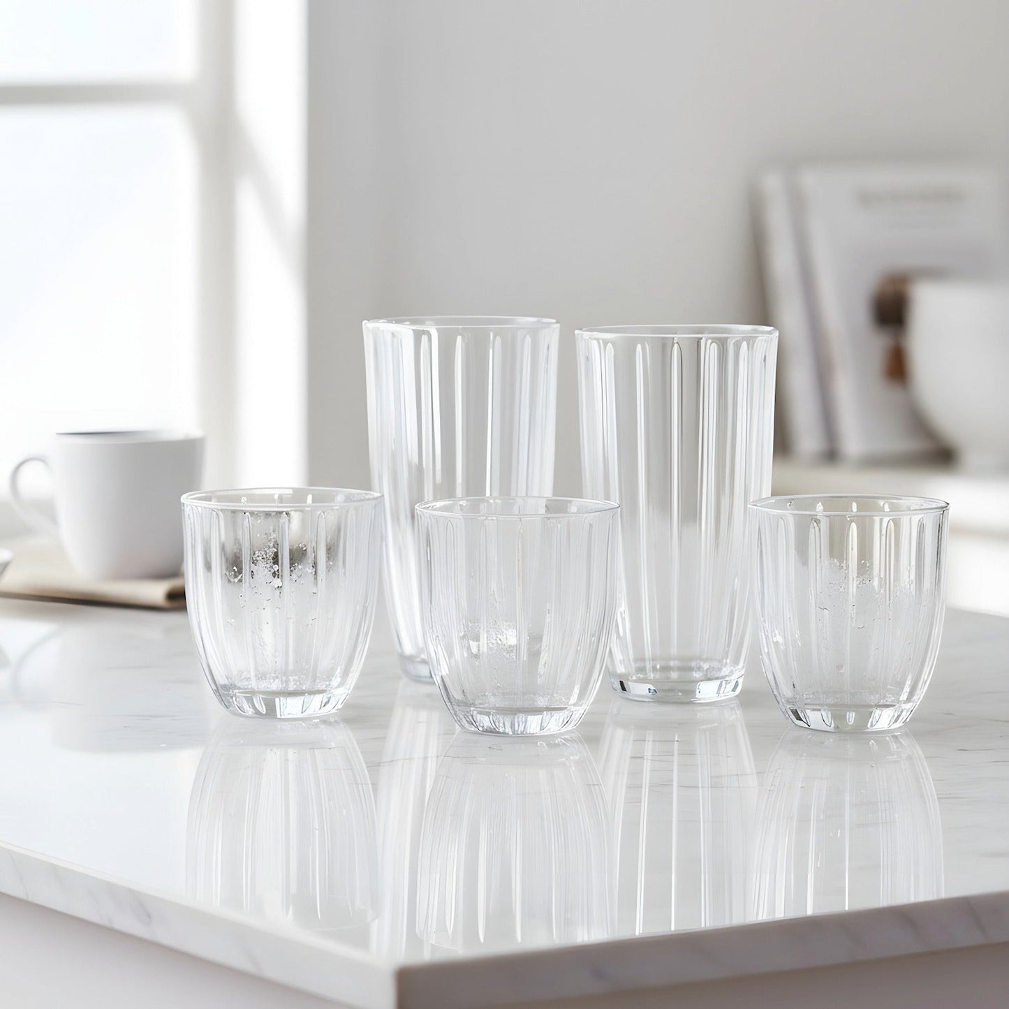 Capri 8-Piece Glassware Set – 4 Coolers (16oz) & 4 DOF Glasses (10oz)