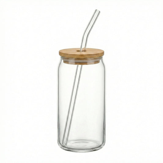 Avalon Set of 4 Glass Sippers - 18oz. with Bamboo Lid