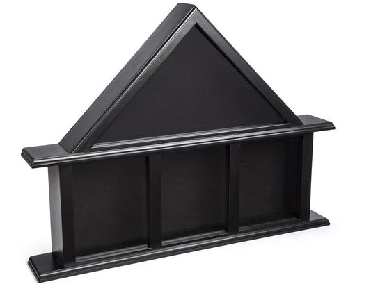 Flag Display Case with Glass Front and 3 Medal Boxes, Felt Backing - Black
