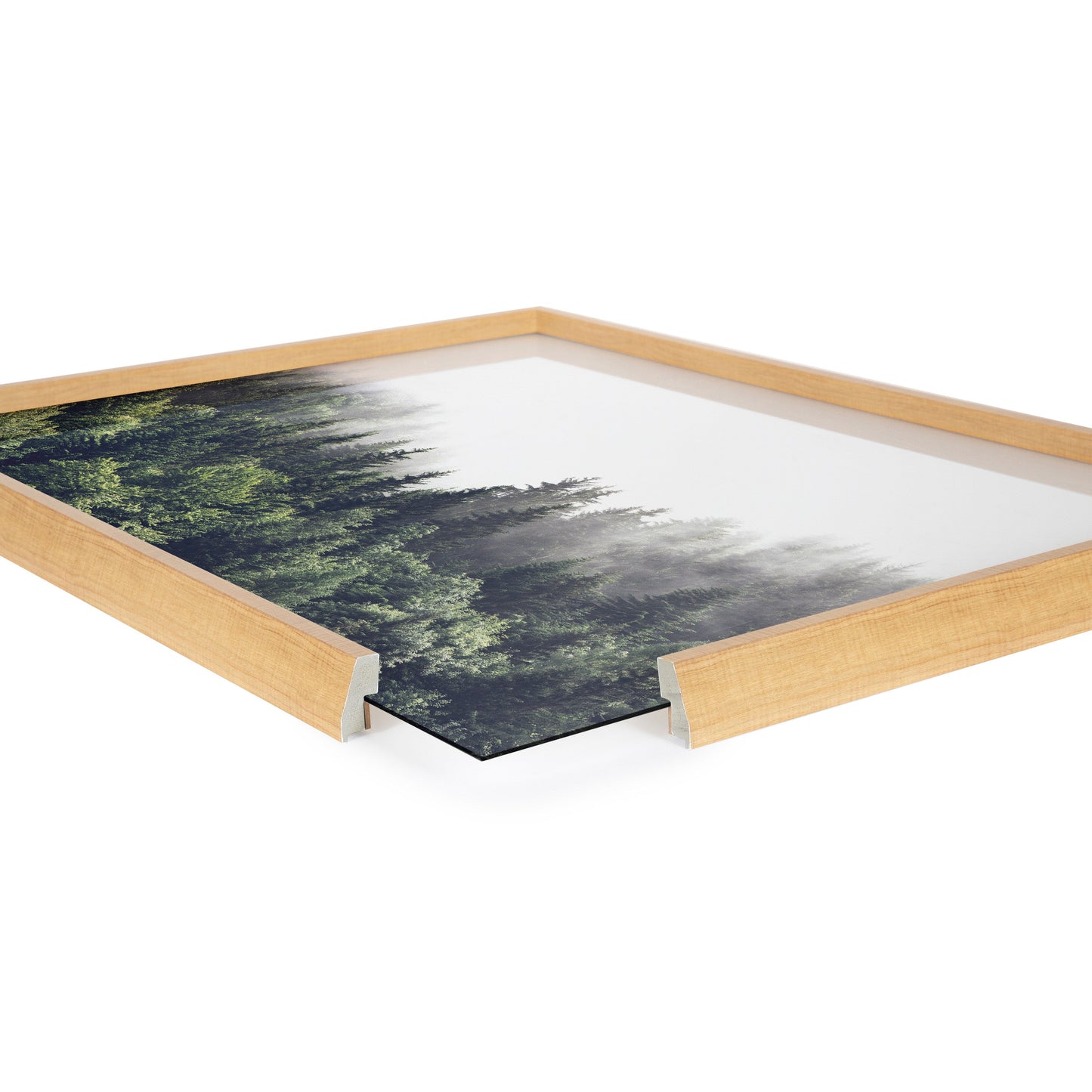 Blake Lush Green Forest on a Foggy Day Framed Printed Glass by The Creative Bunch Studio