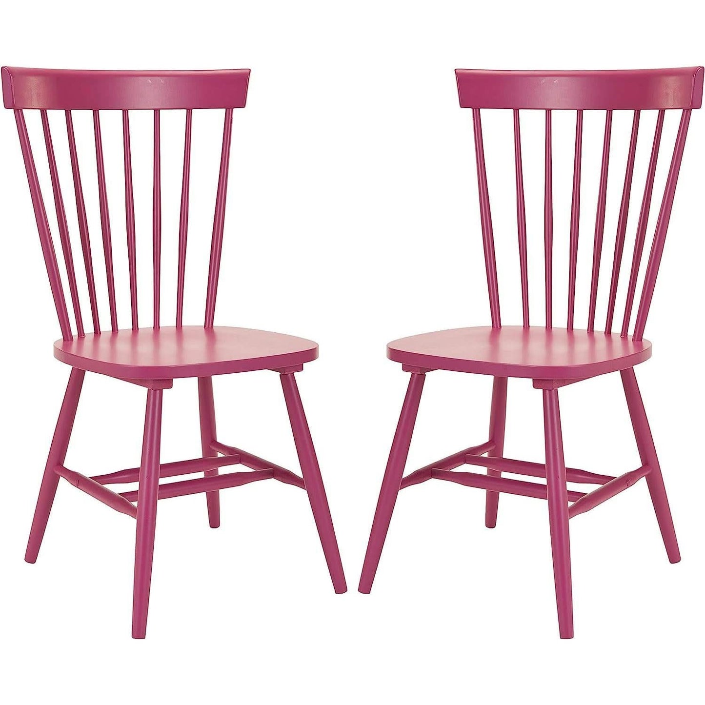 Raspberry Pink Spindle Side Chair Set of 2 Solid Oak