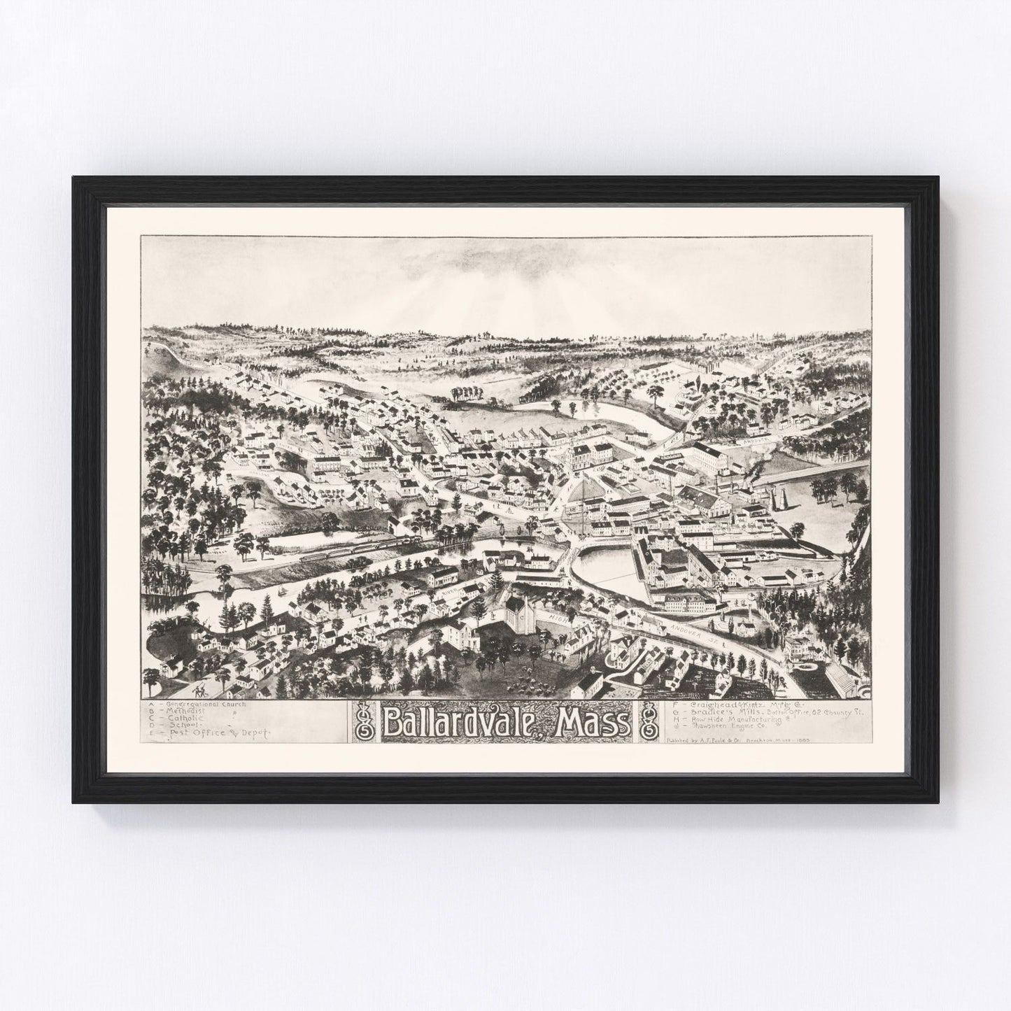 Vintage Map of Ballardvale, Massachusetts 1885
