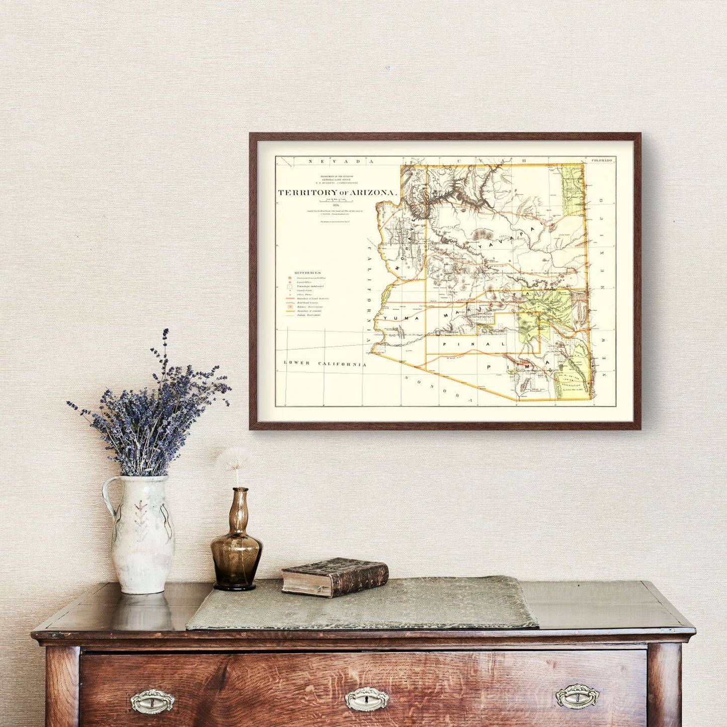 Vintage Map of Arizona 1876