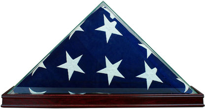Perfect Cases All Glass Flag Display Case for 9.5' X 5' Flag with Engraving (Black).