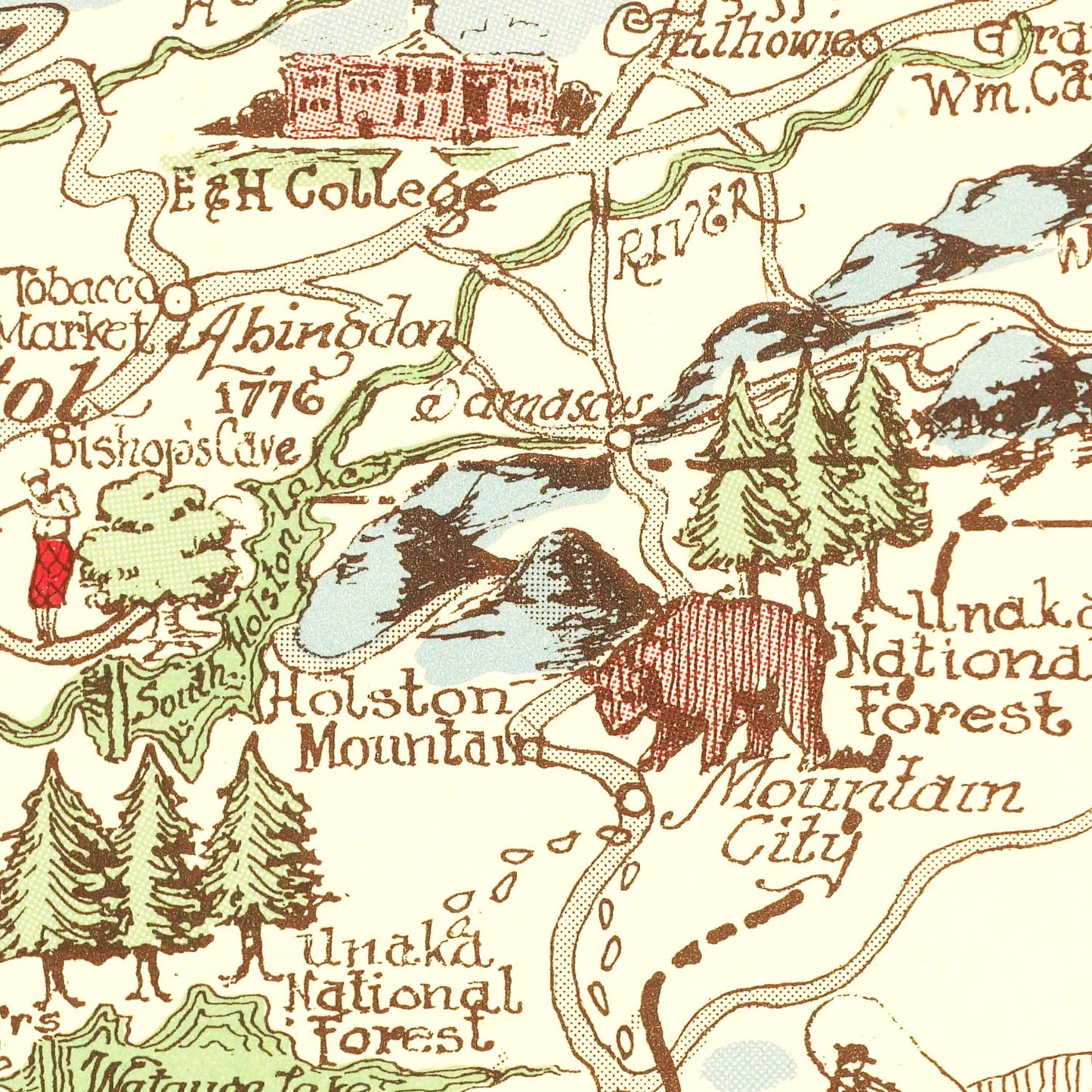 Vintage Map of Appalachia, 1950