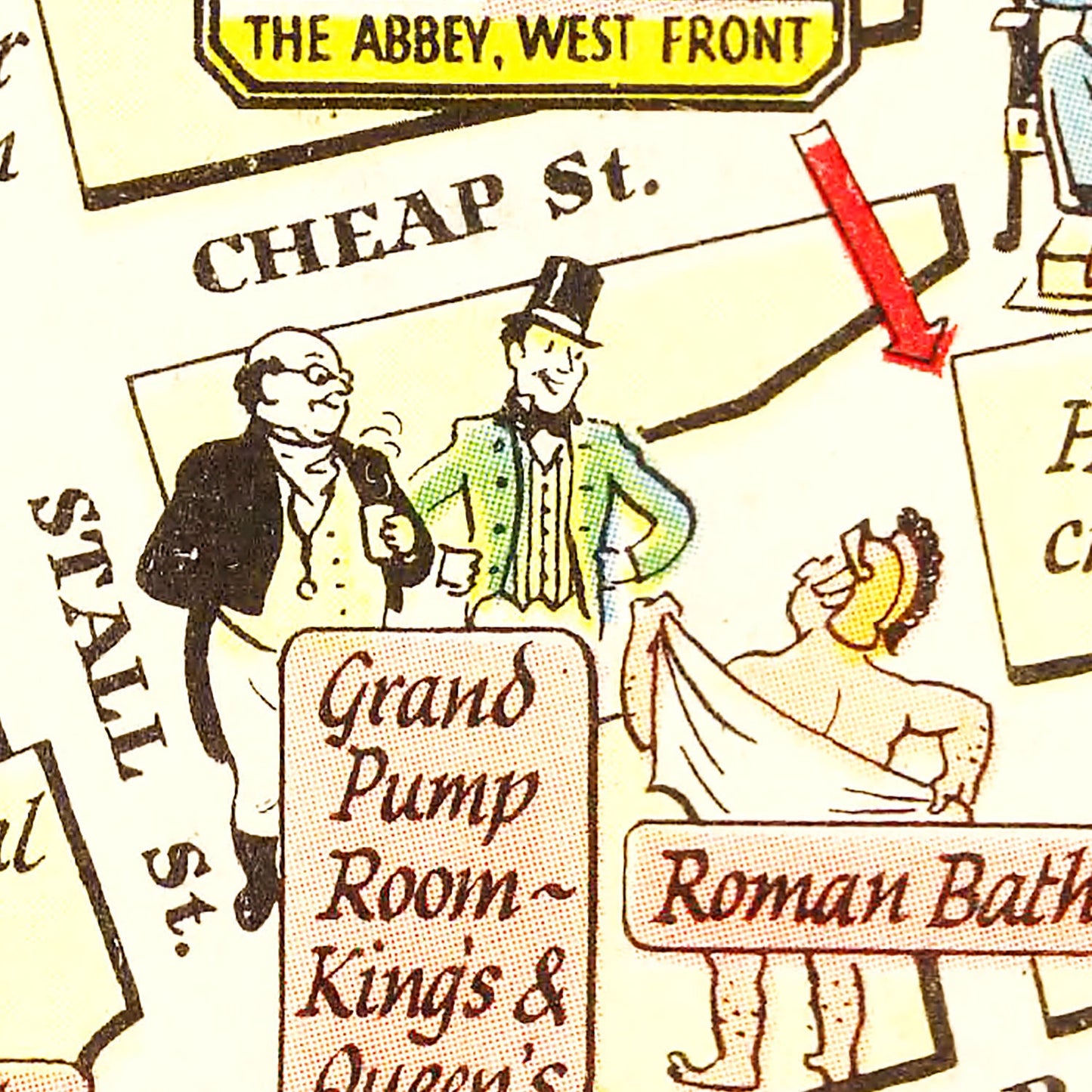 Vintage Map of Bath, United Kingdom 1948