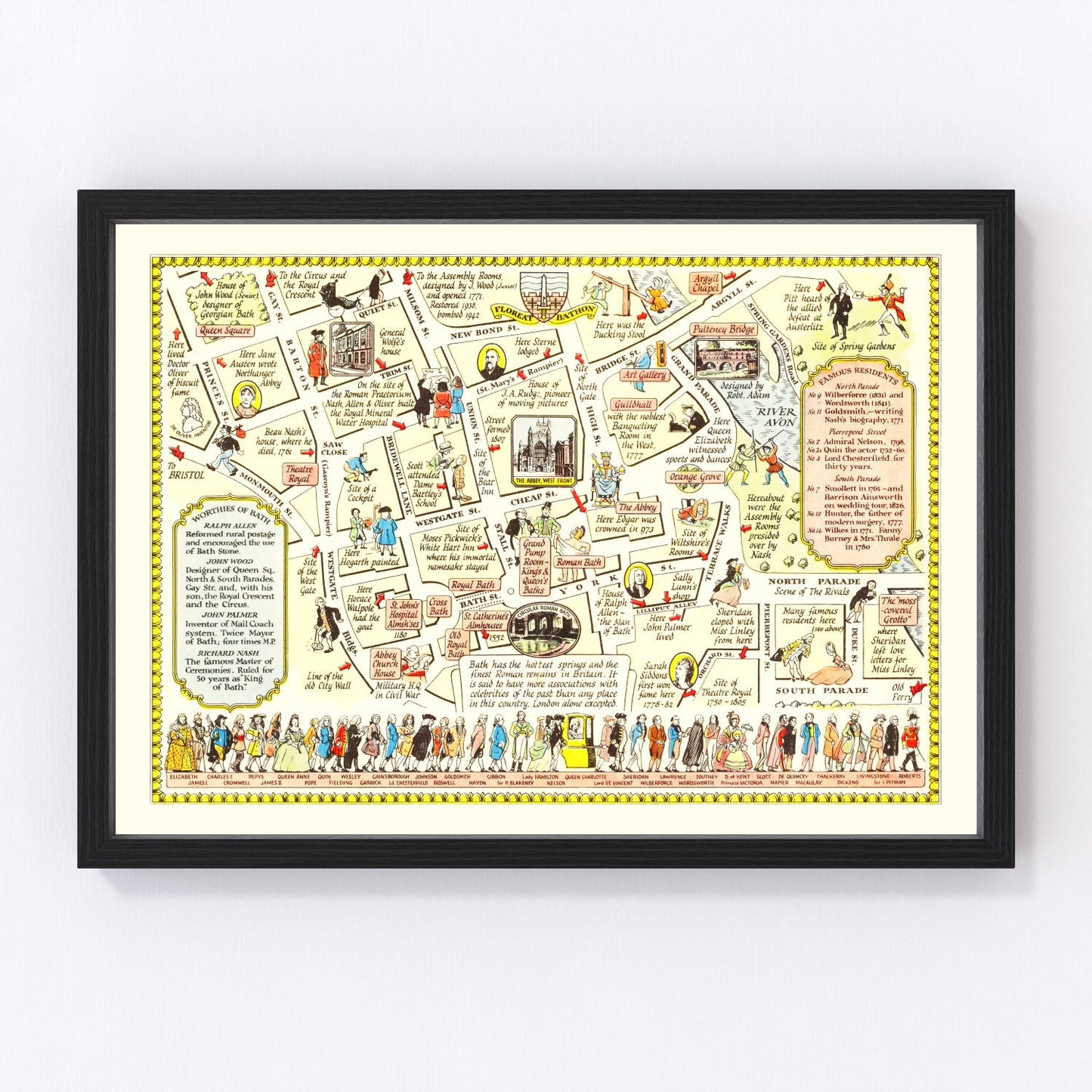 Vintage Map of Bath, United Kingdom 1948