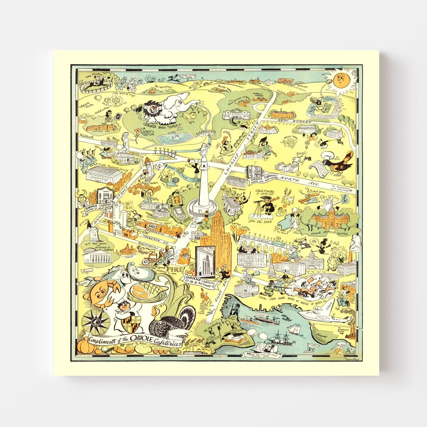 Vintage Map of Baltimore, Maryland 1947