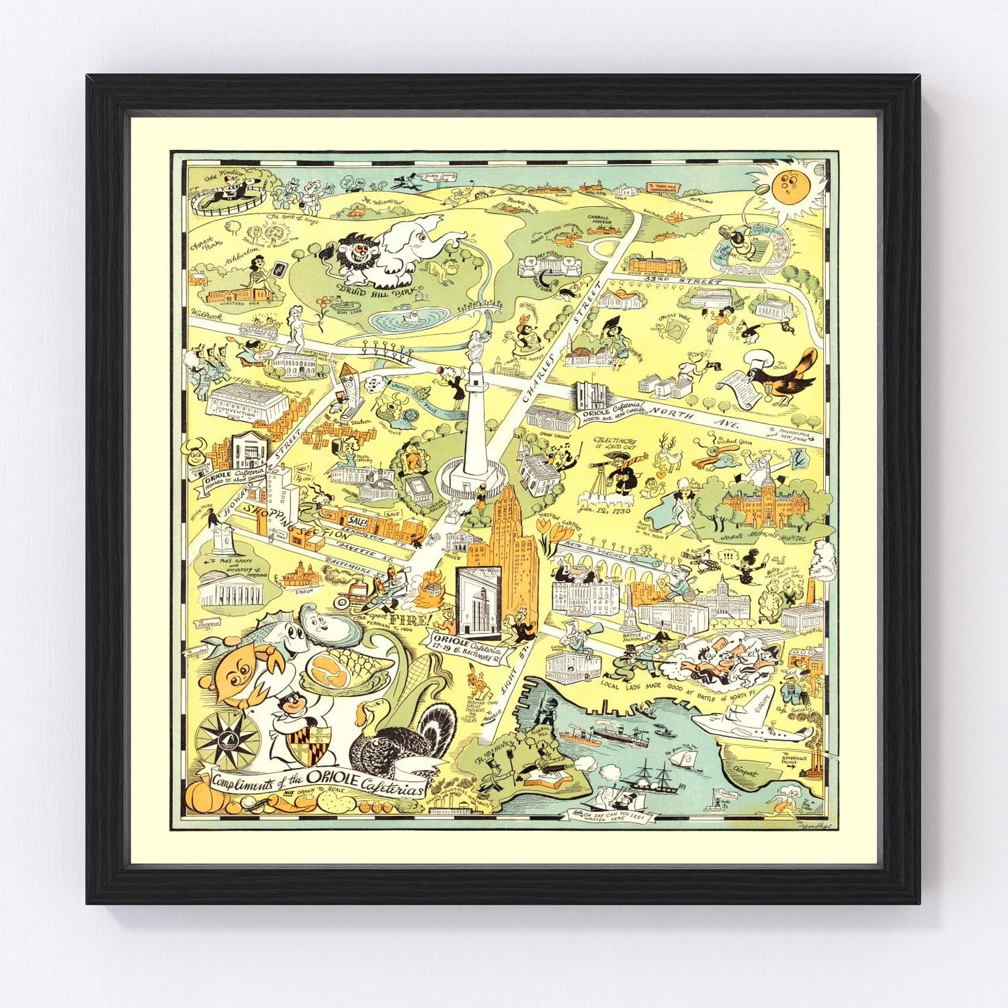 Vintage Map of Baltimore, Maryland 1947