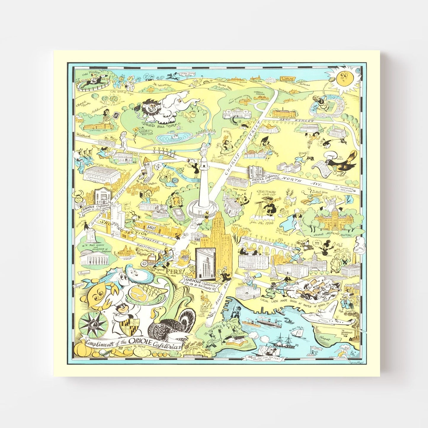 Vintage Map of Baltimore, Maryland 1935