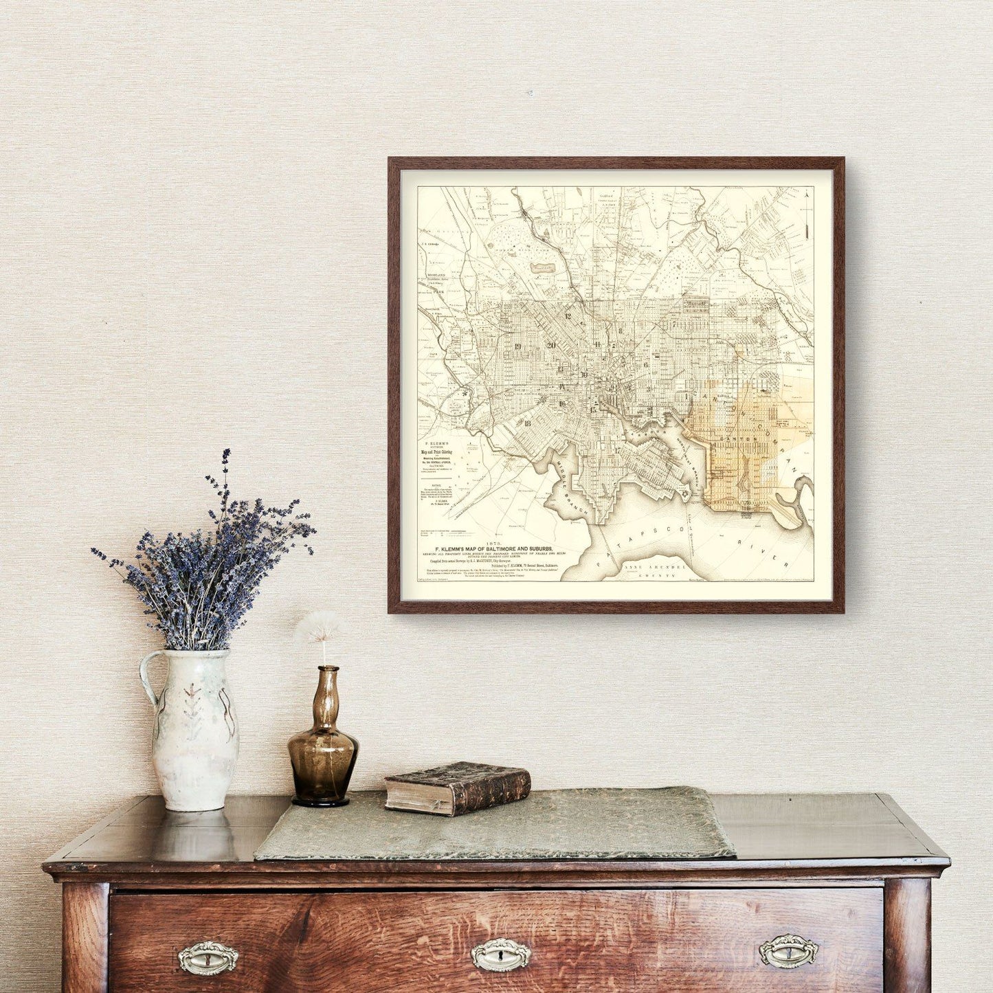 Vintage Map of Baltimore, Maryland 1873