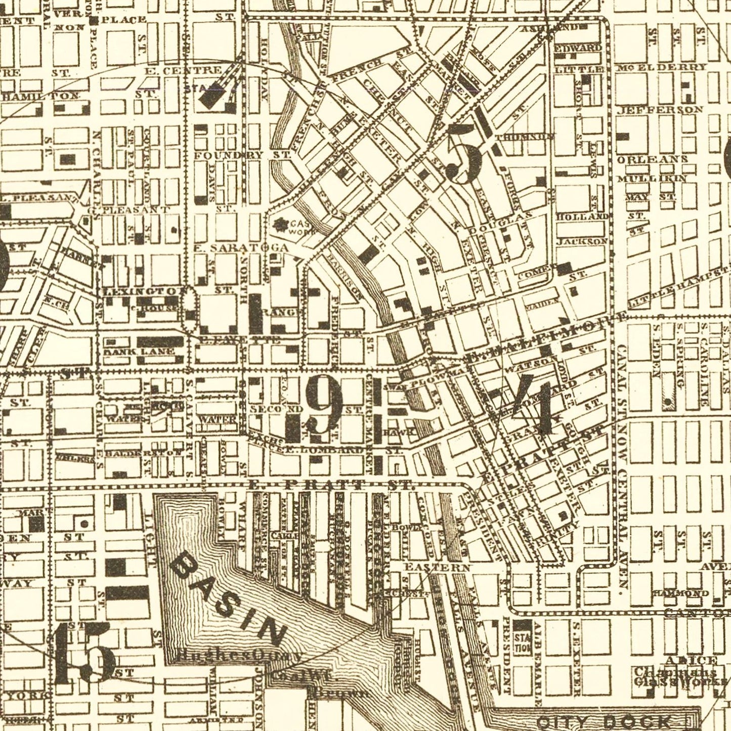 Vintage Map of Baltimore, Maryland 1873