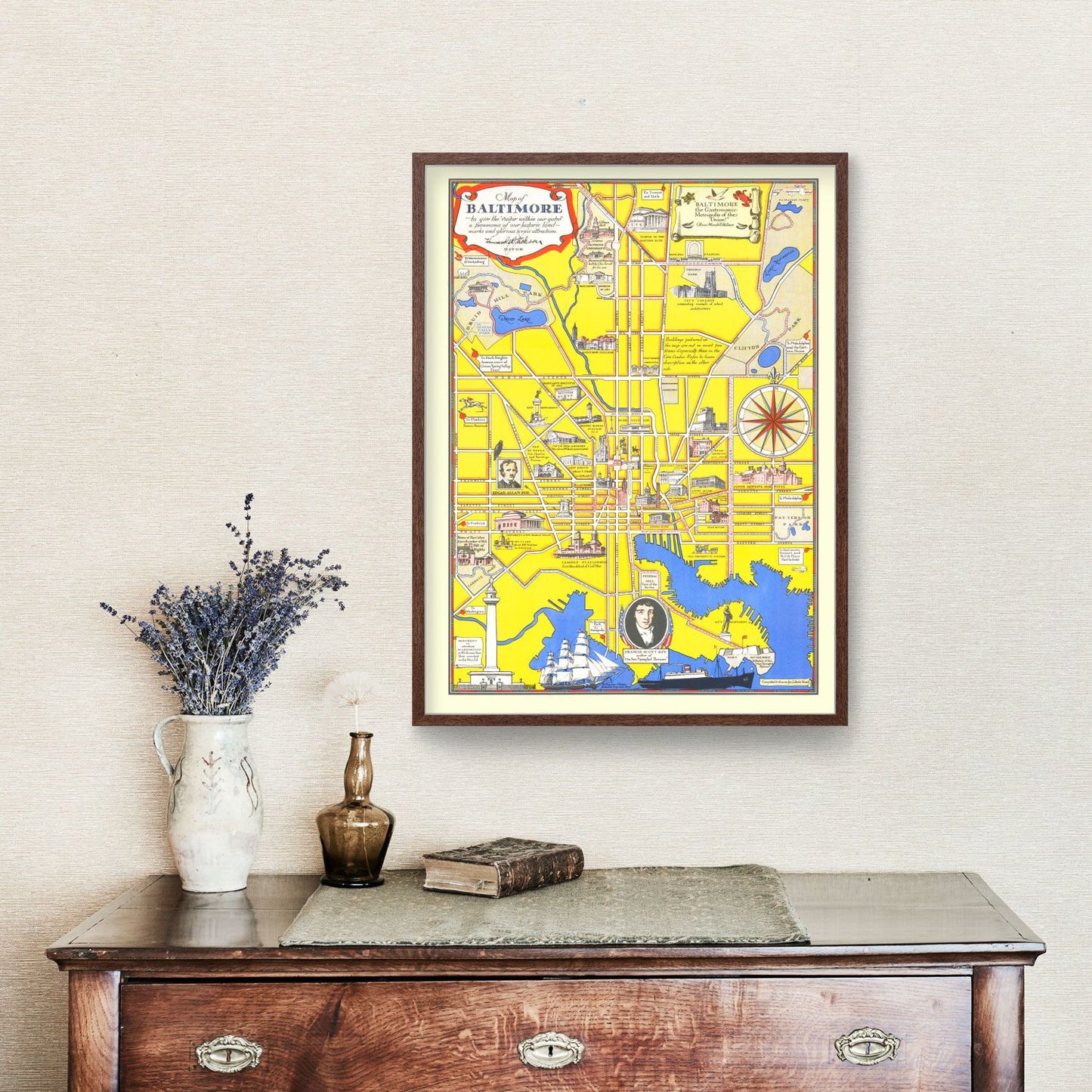 Vintage Map of Baltimore, Maryland 1935