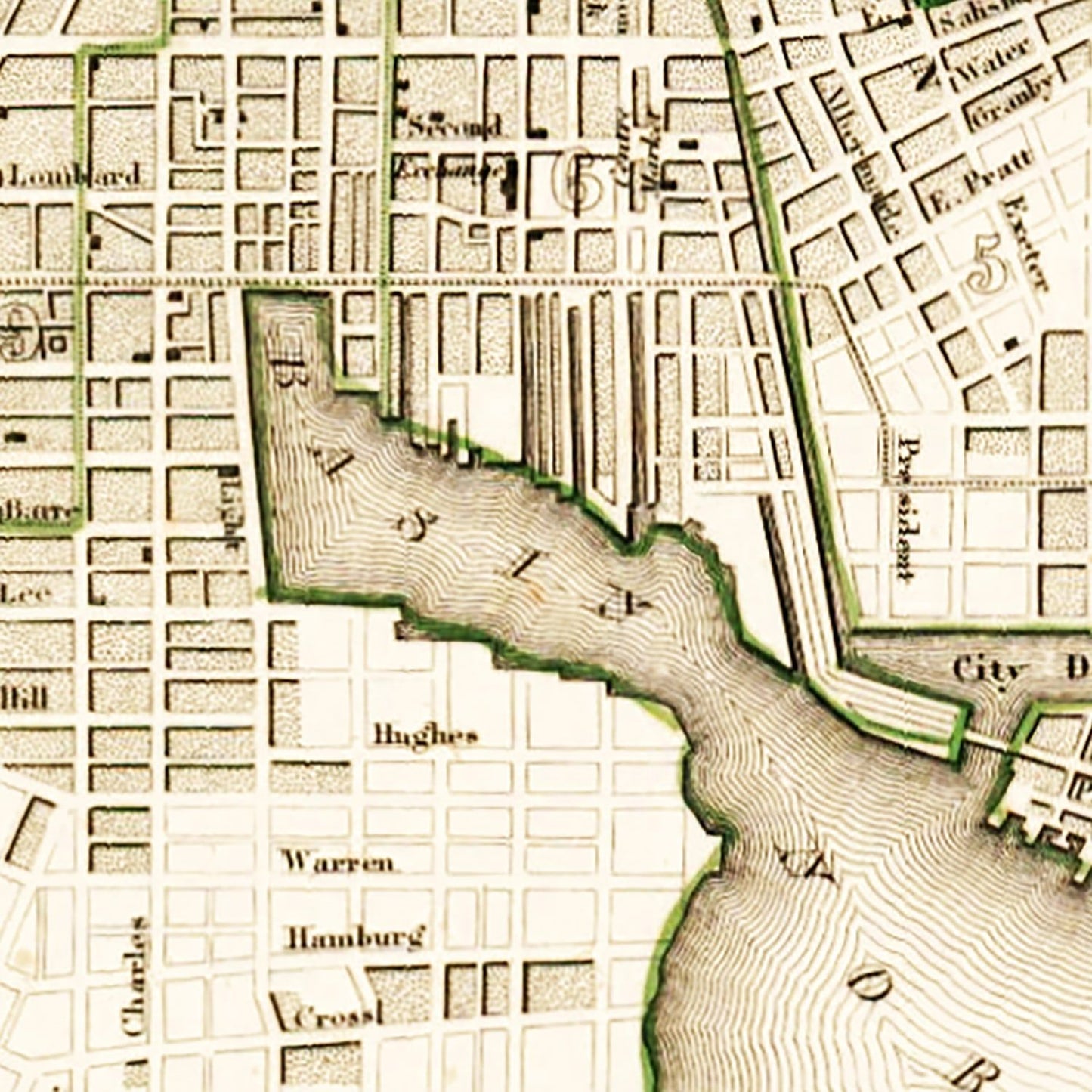 Vintage Map of Baltimore, Maryland 1838