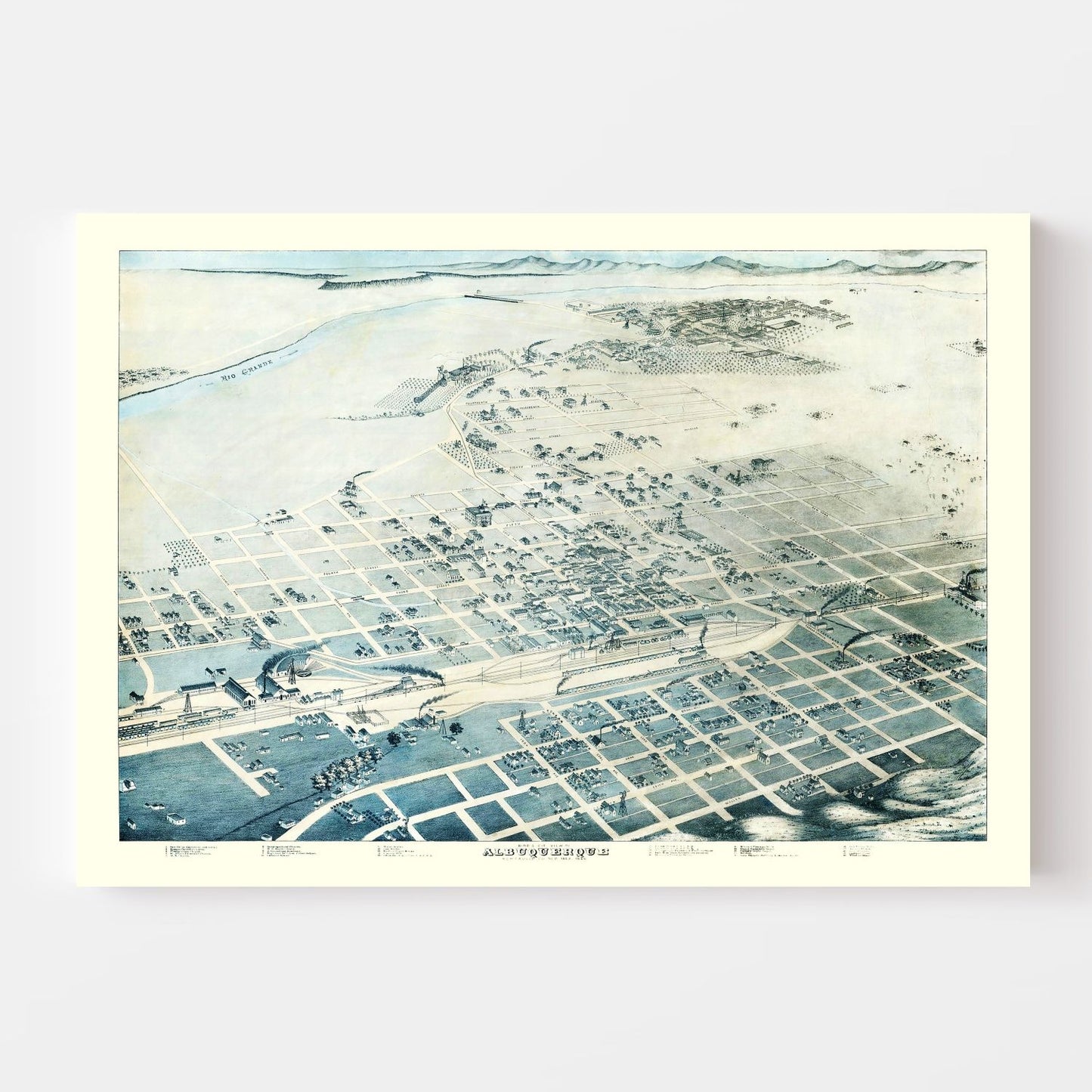 Vintage Map of Albuquerque, New Mexico 1886
