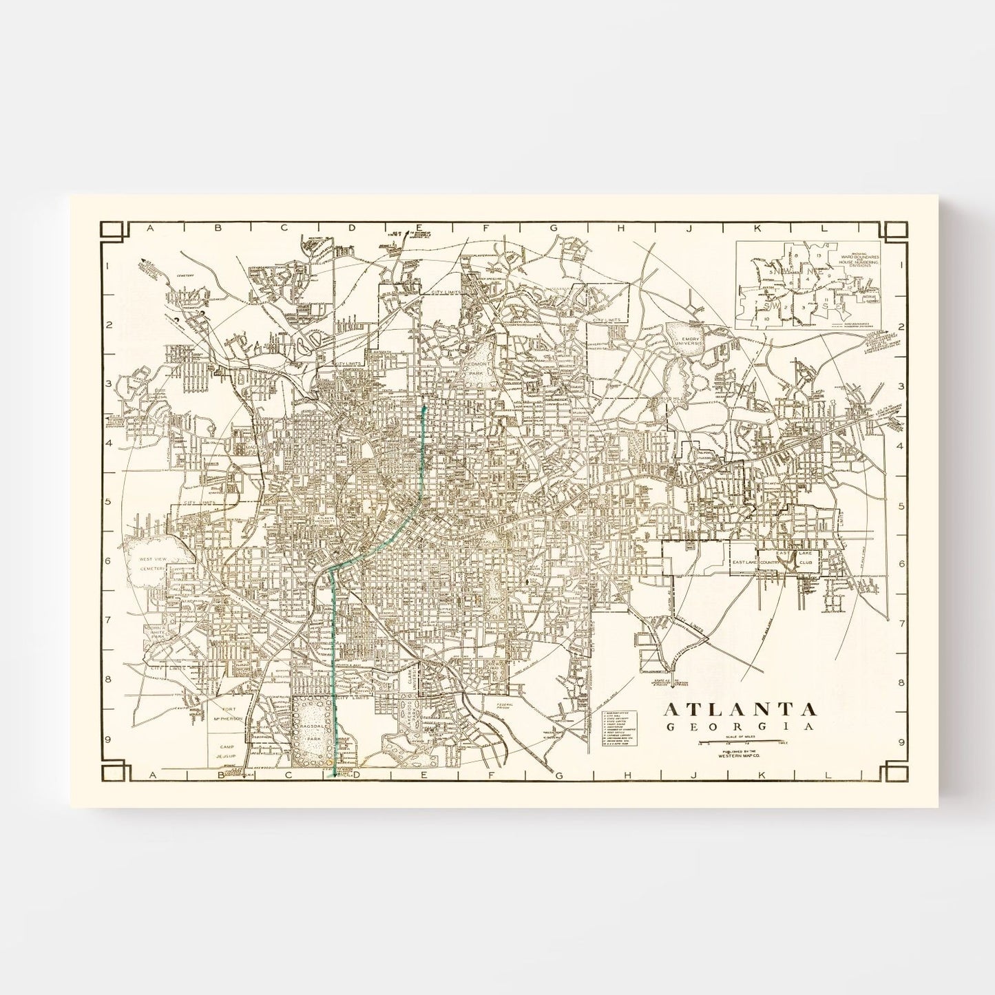 Vintage Map of Atlanta, Georgia 1931