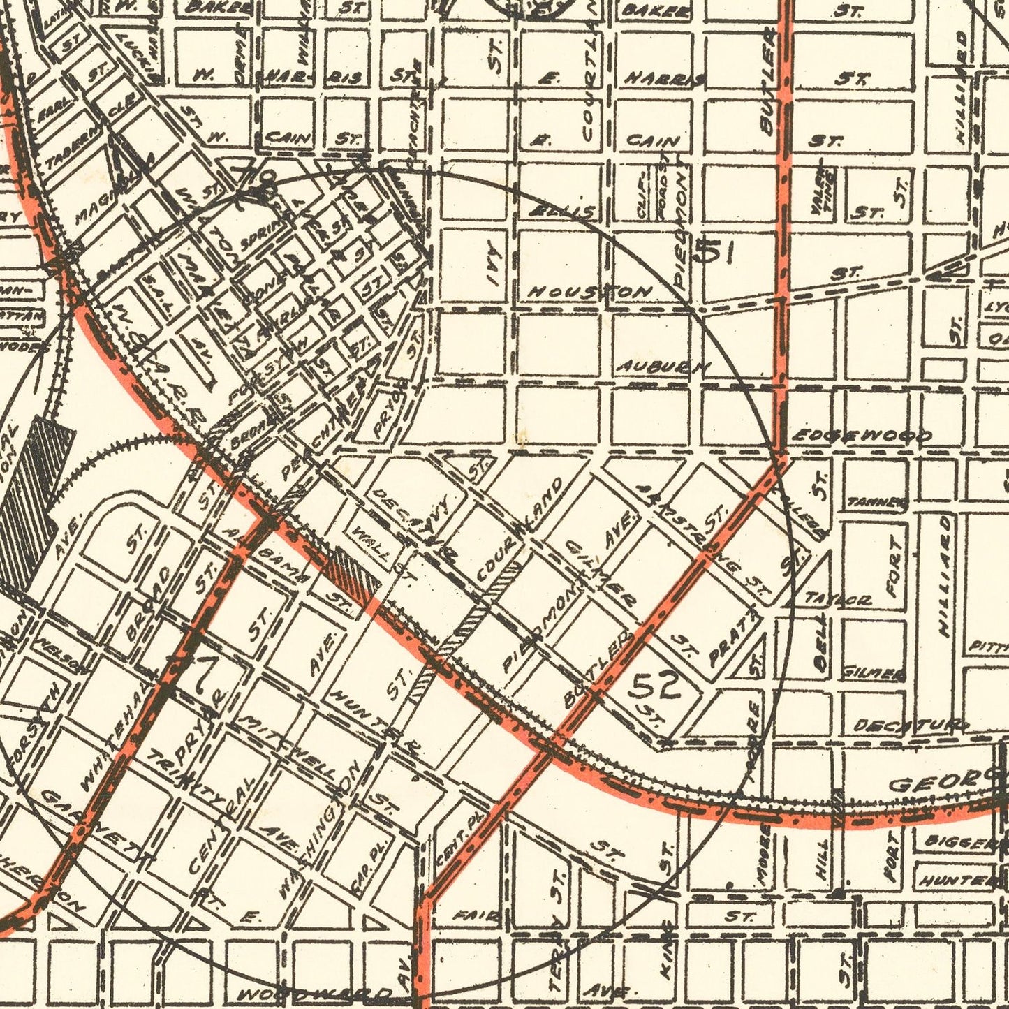 Vintage Map of Atlanta, Georgia 1912