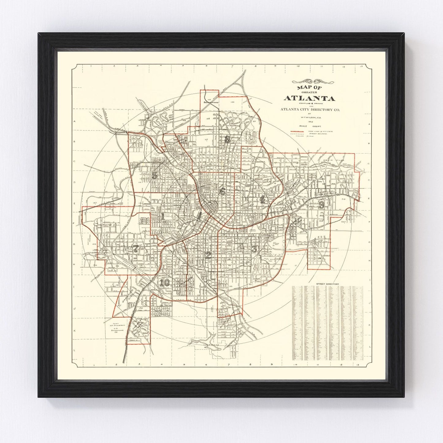 Vintage Map of Atlanta, Georgia 1912
