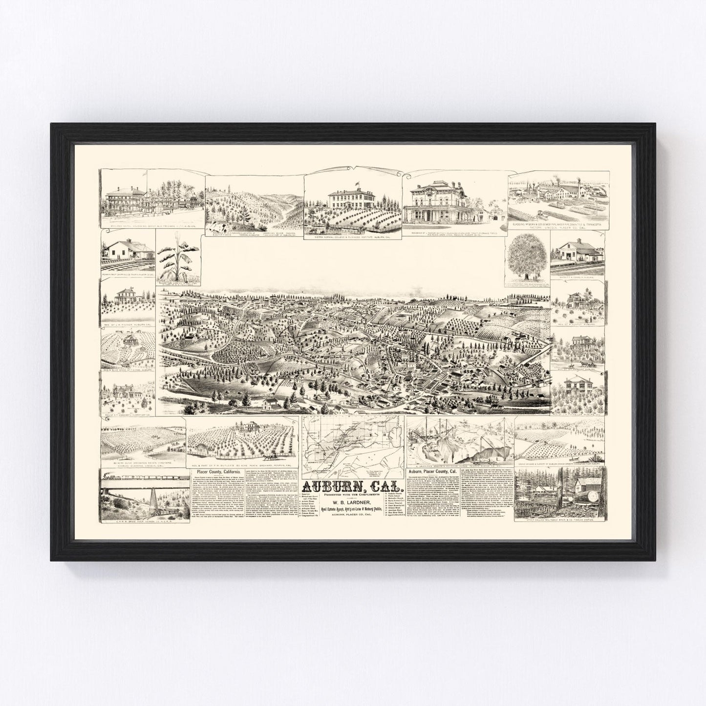 Vintage Map of Auburn, California 1887