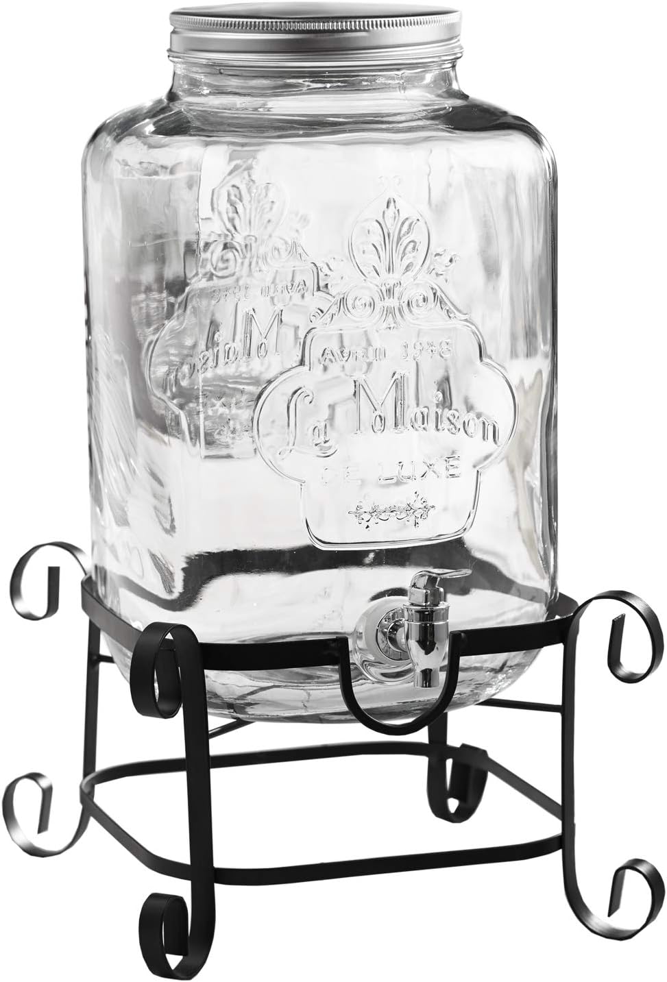 LA MAISON BEVERAGE DISPENSER W/RACK GALVANIZED LID 3GAL RB