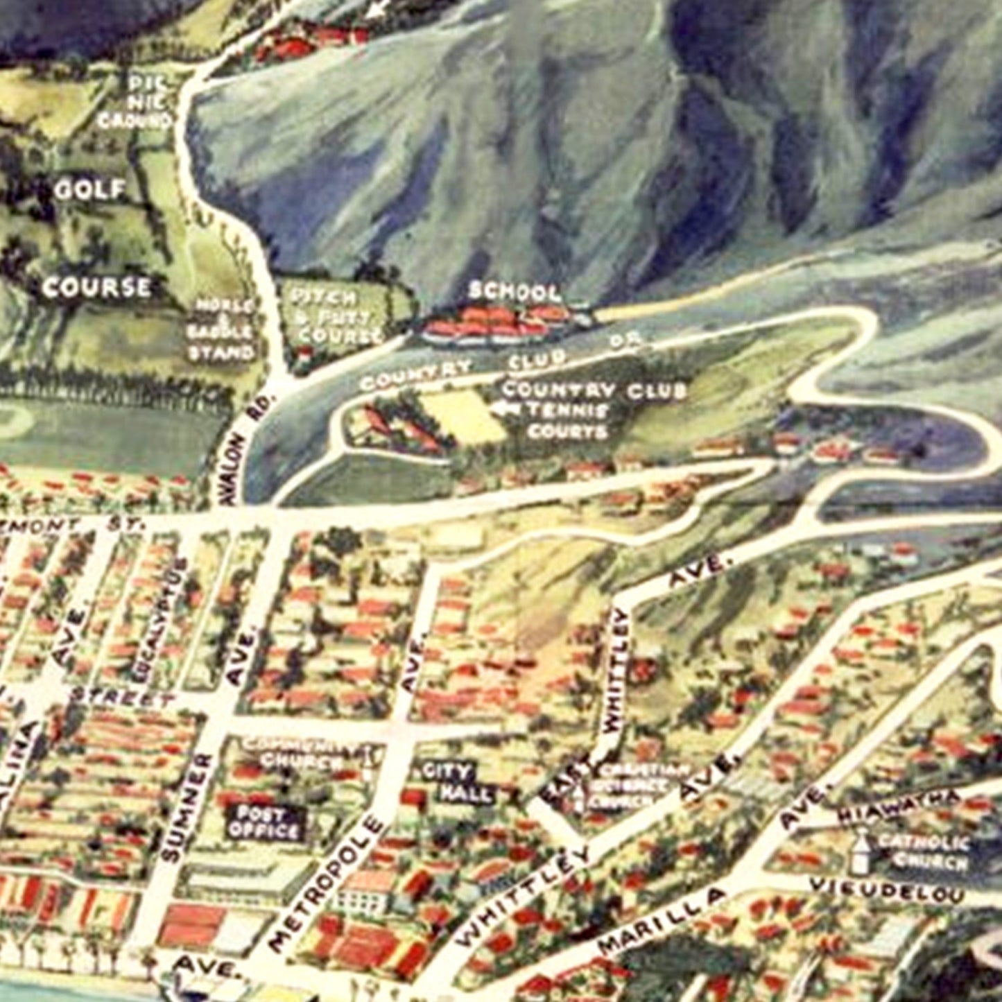 Vintage Avalon & Santa Catalina Island Map 1948