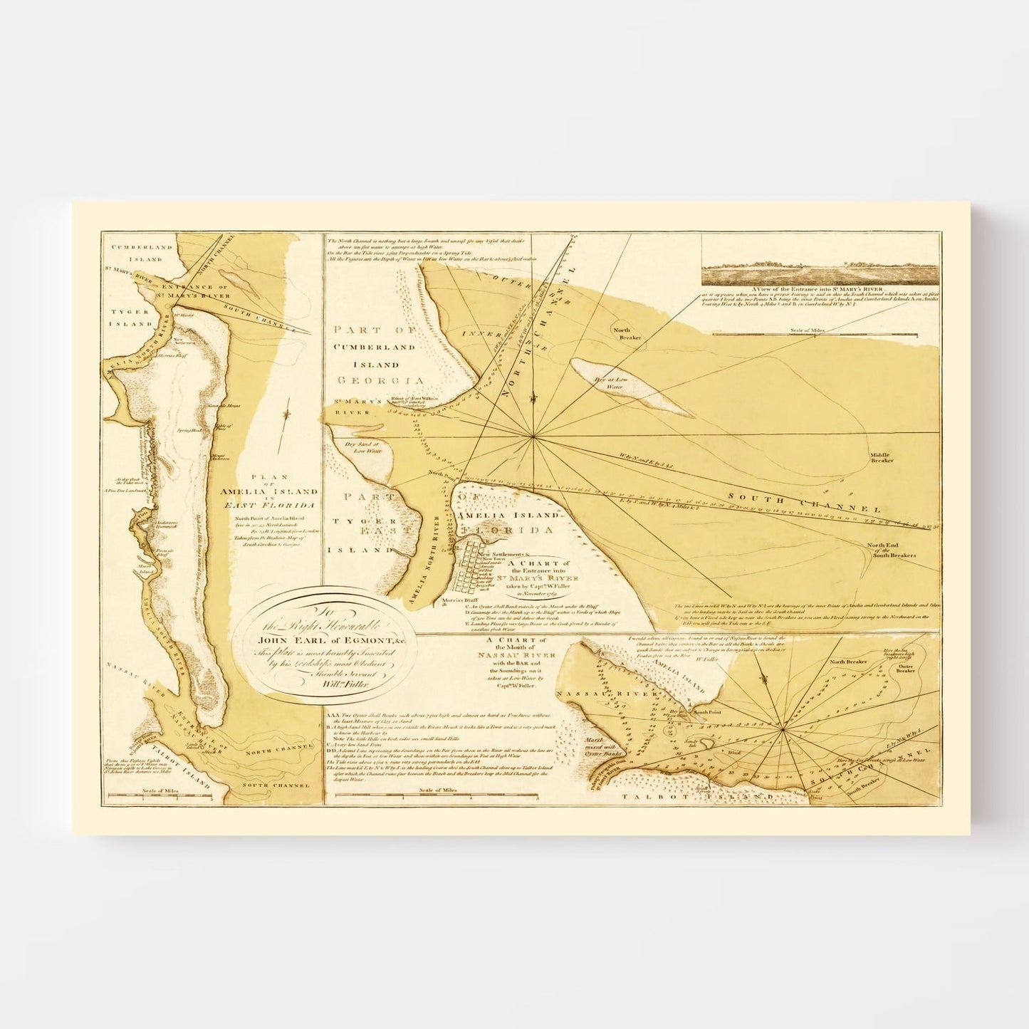 Vintage Map of Amelia Island, 1770