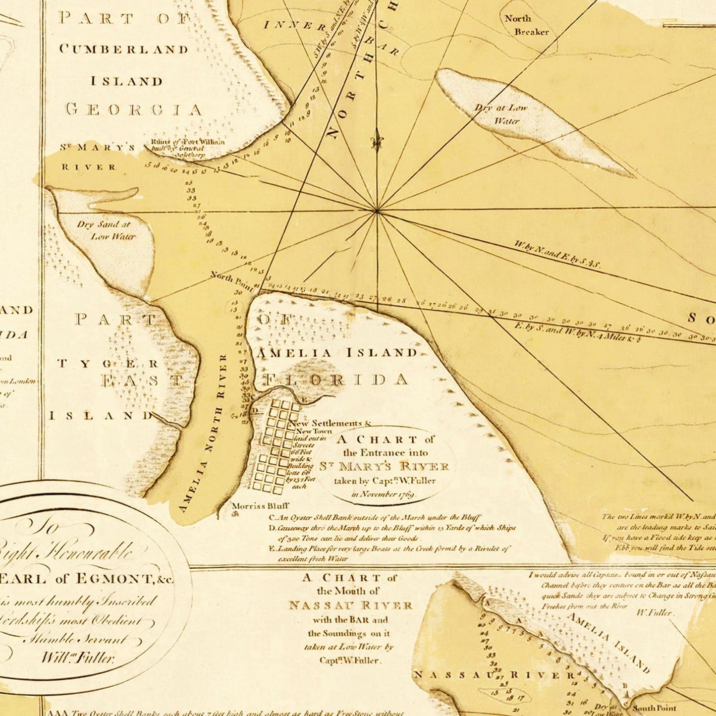 Vintage Map of Amelia Island, 1770