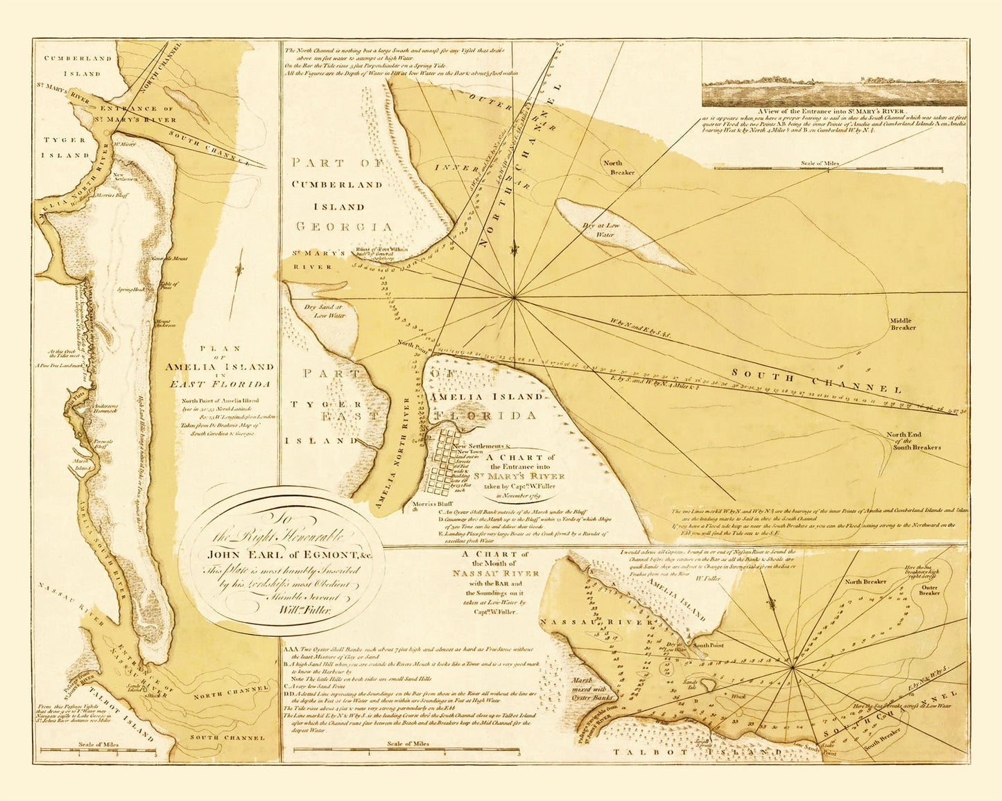 Vintage Map of Amelia Island, 1770