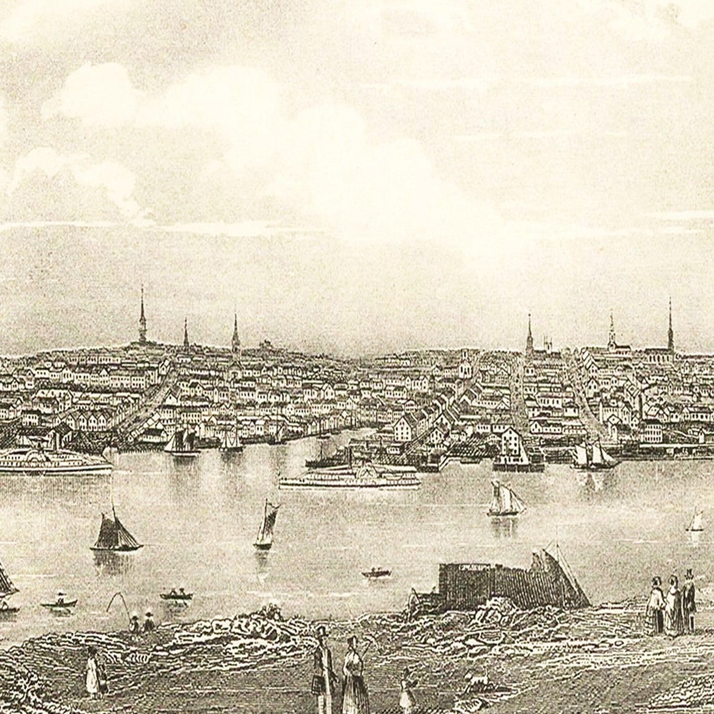 Vintage Map of Bangor, Maine 1850