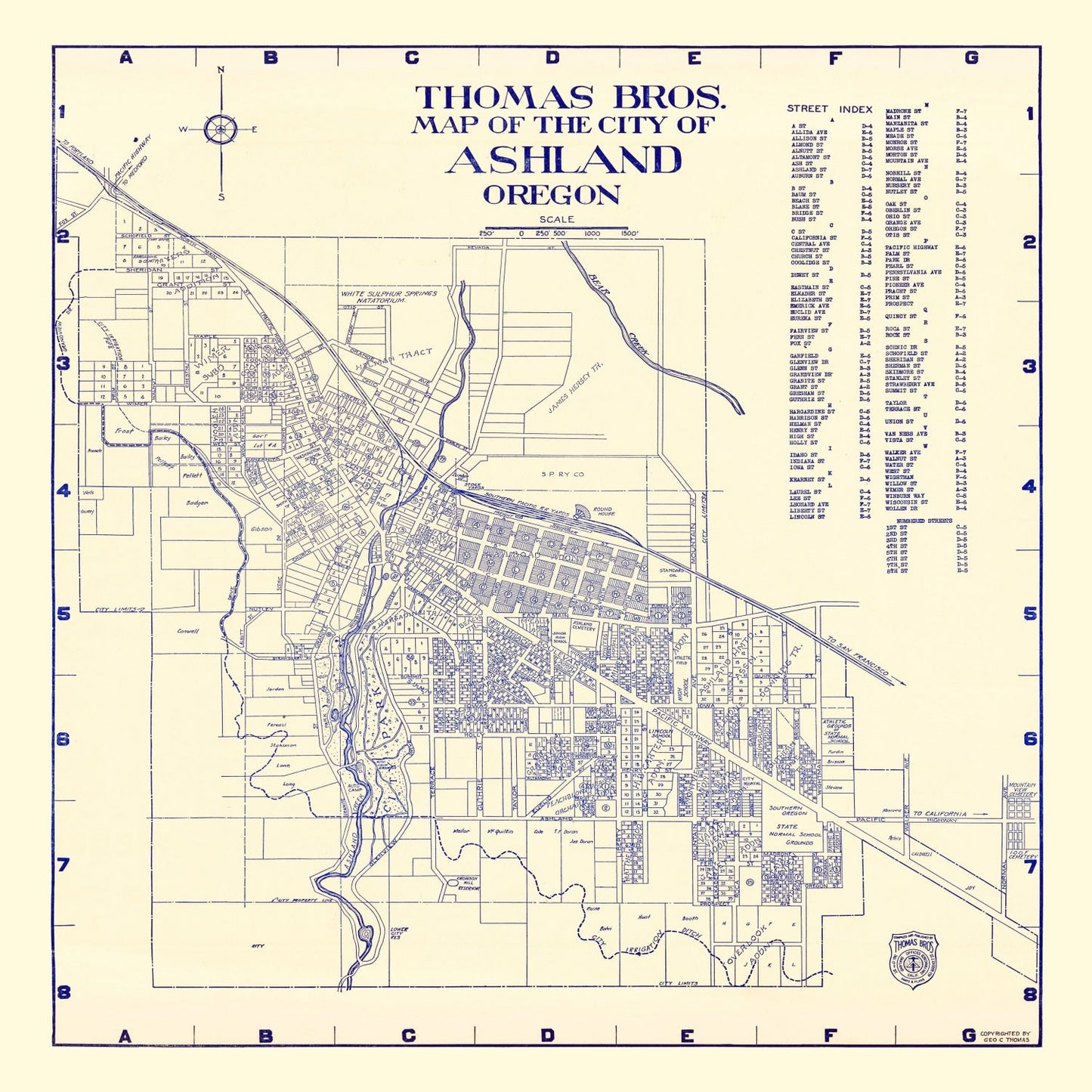 Vintage Map of Ashland, Oregon 1920