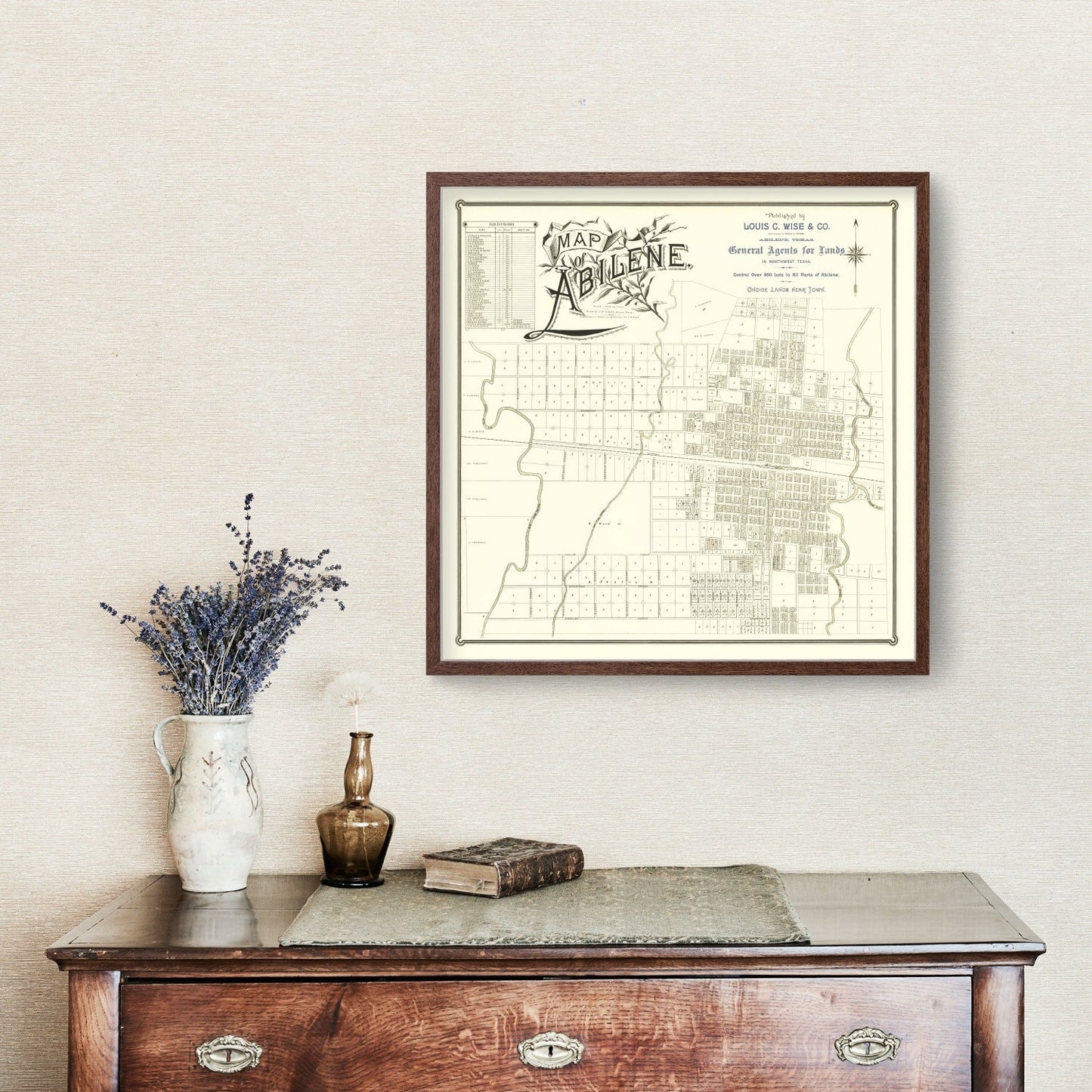 Vintage Map of Abilene, Texas 1885