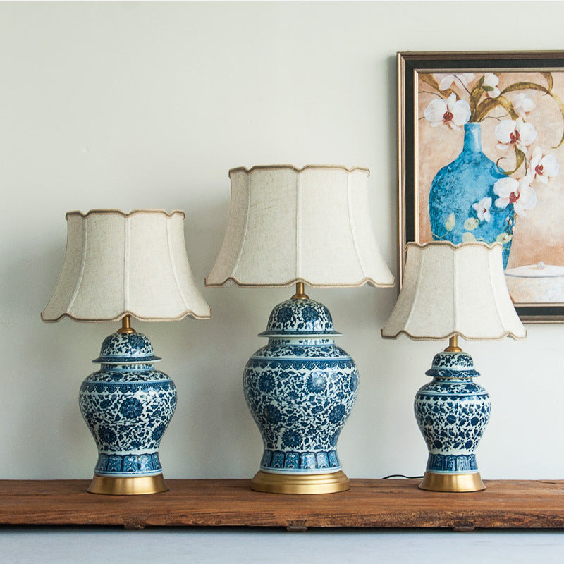 The Imperial Bloom: Blue & White Porcelain Table Lamp