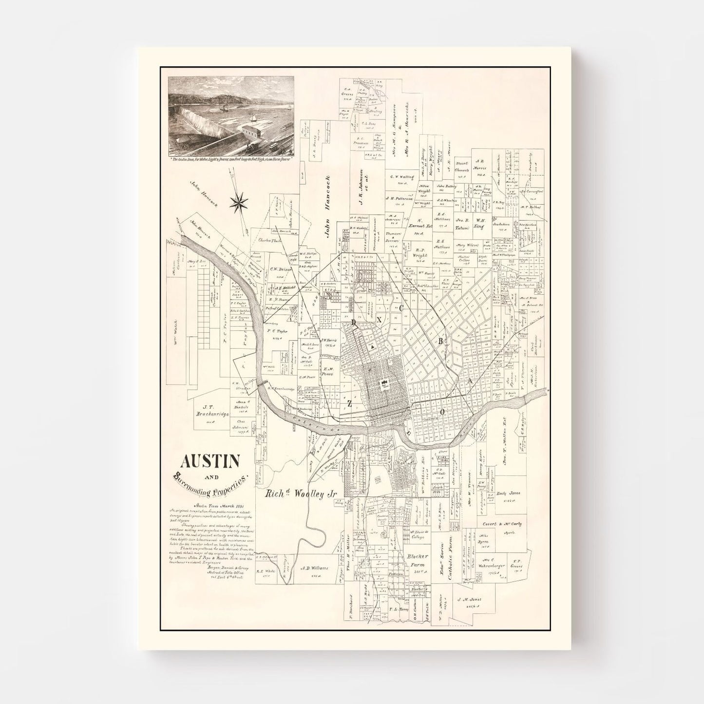 Vintage Map of Austin, Texas 1891