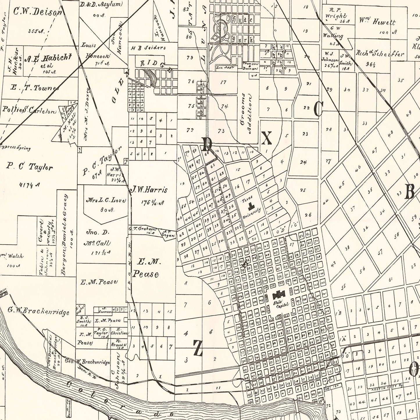Vintage Map of Austin, Texas 1891
