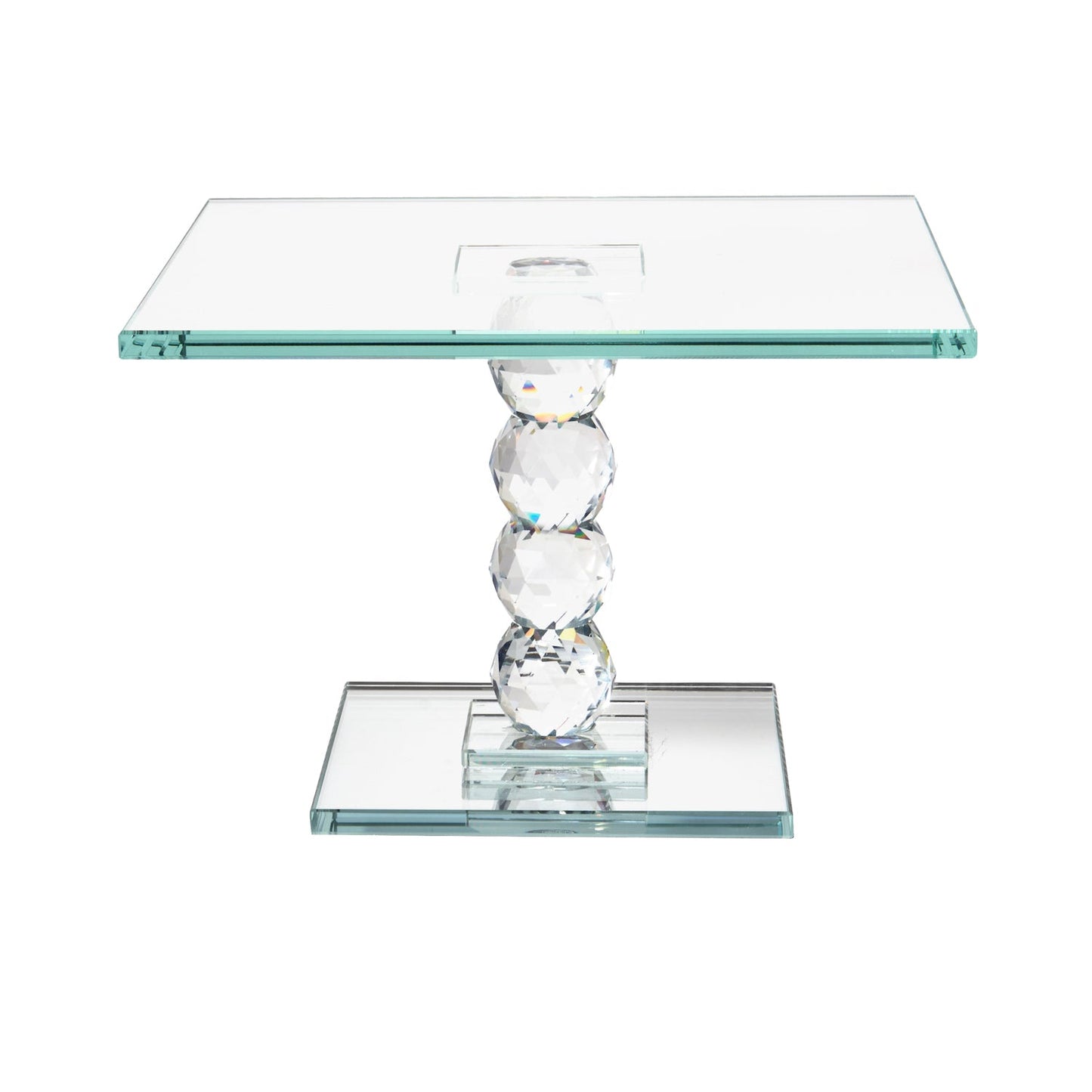 Exquisite Crystal Dessert Stand with Mirror Pedestal Base