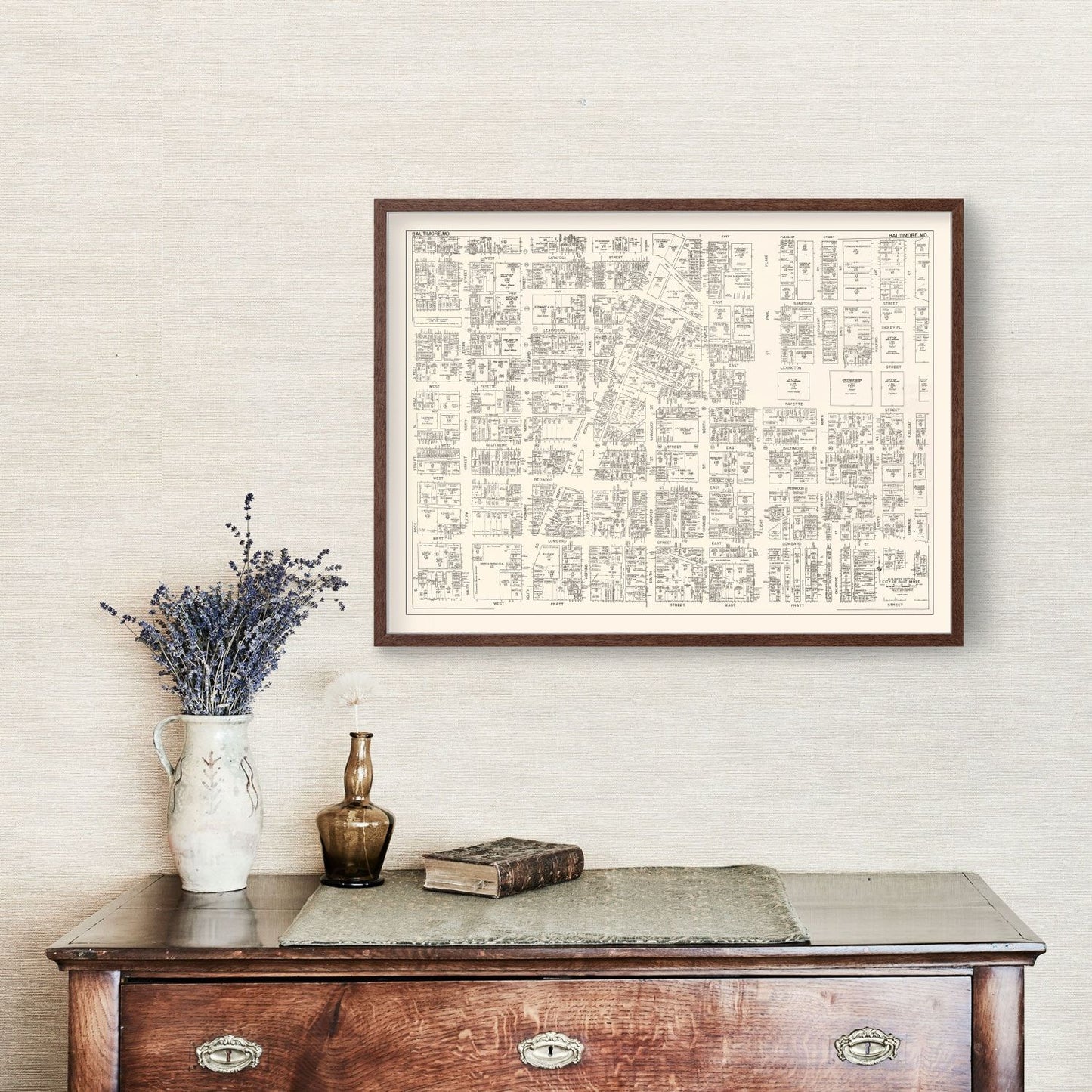 Vintage Map of Baltimore, MD Business Section 1947