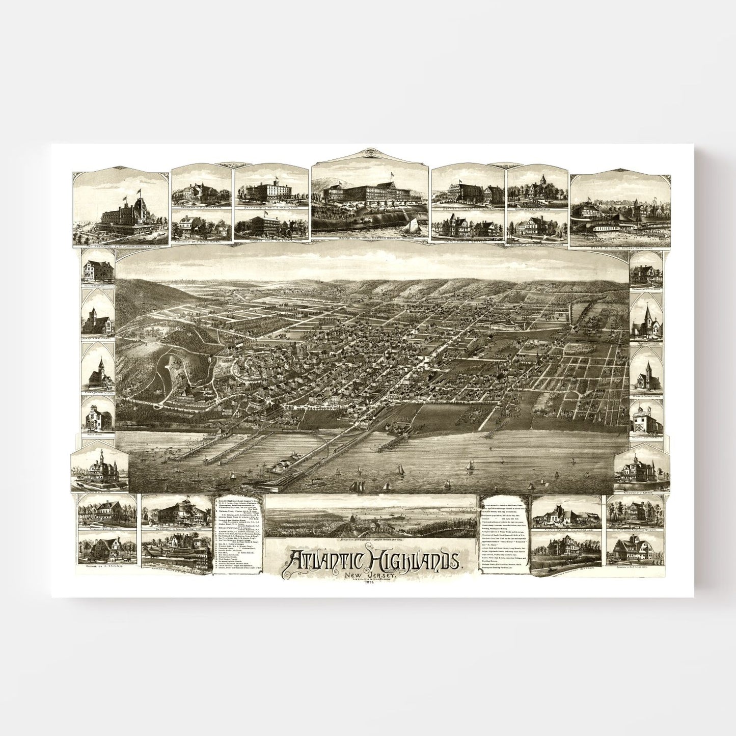 Vintage Map of Atlantic Highlands, New Jersey 1894