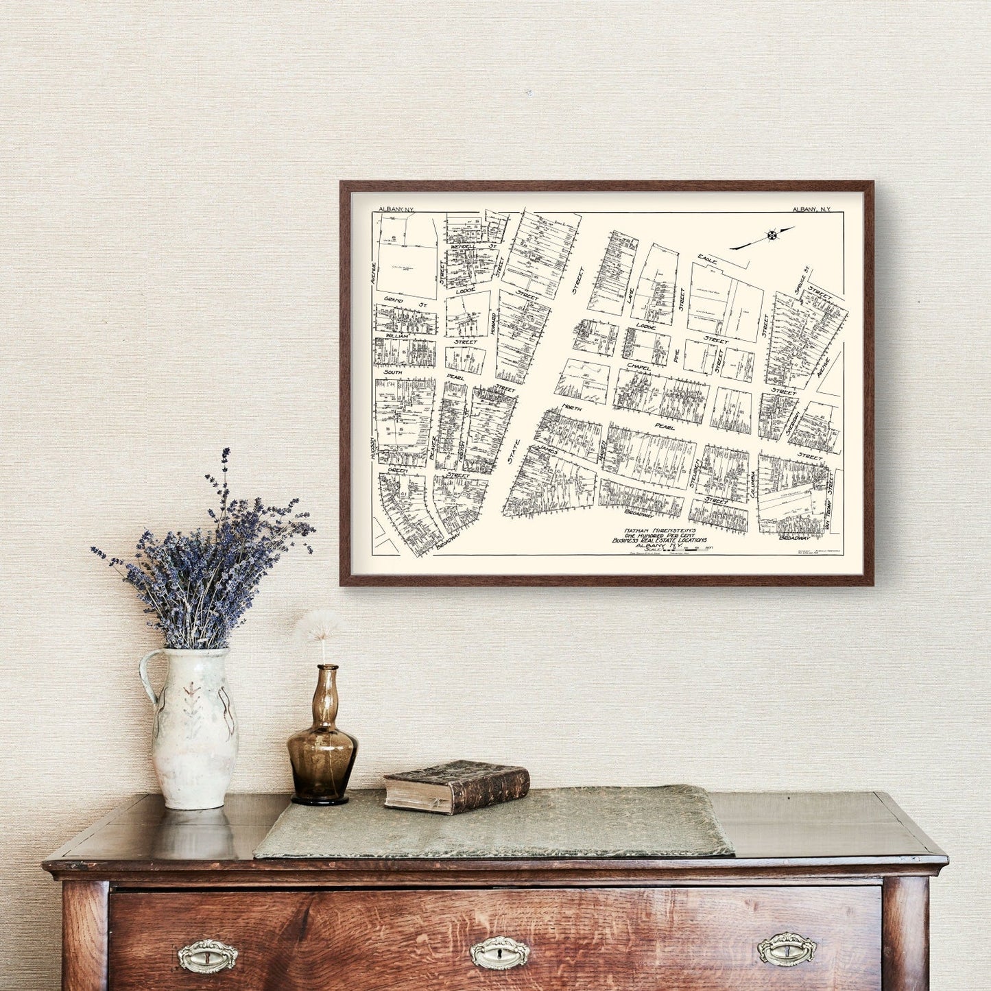 Vintage Map of Albany, NY Business Section 1929
