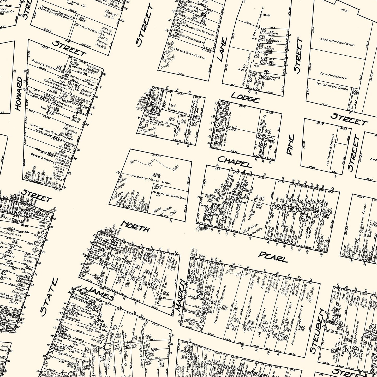 Vintage Map of Albany, NY Business Section 1929
