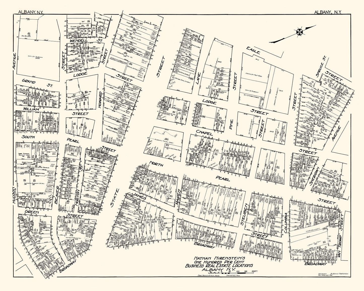 Vintage Map of Albany, NY Business Section 1929