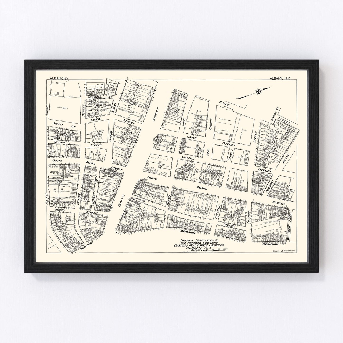 Vintage Map of Albany, NY Business Section 1929