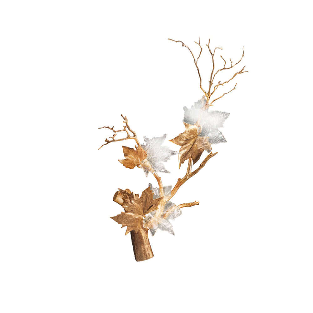 Maple Leaf Brass Biophilic Wall Sconce