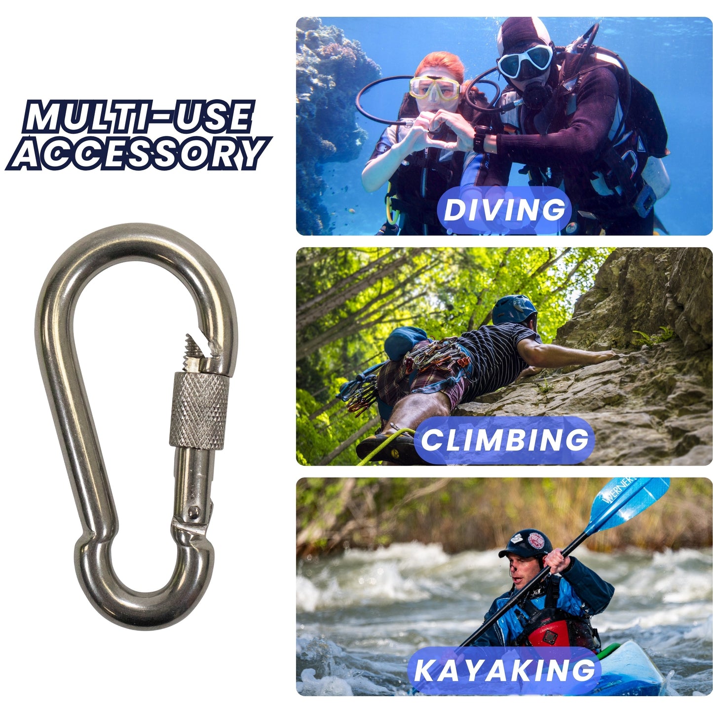 Boat Marine Snap Hook Carabiner with Screw Lock for Marine and Boating Use