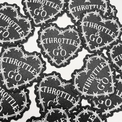 2.5" Throttle & GO Heart w barbed wire - Embroidered Hat Patch